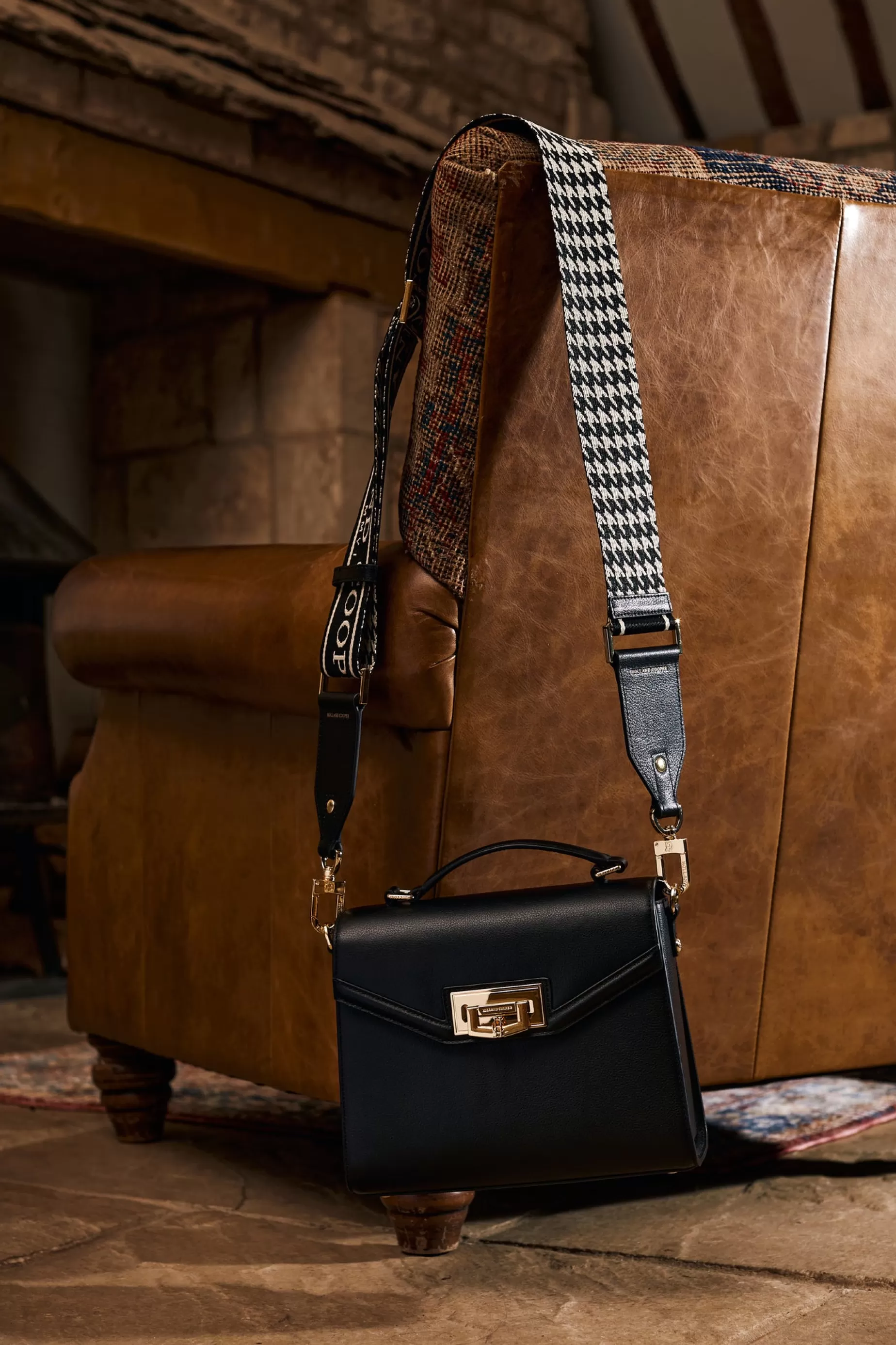 Holland Cooper The Perfect Gesture | Gifts For Her>Abbot Bag Strap Ecru Houndstooth