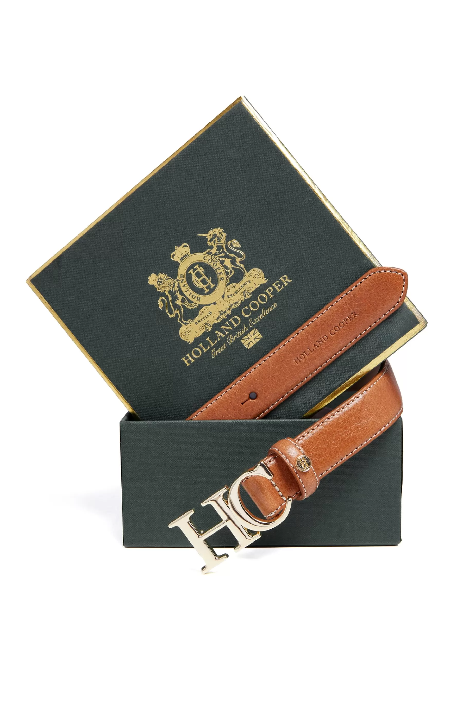 Holland Cooper Belts | Belts>Atelier Slim Logo Belt Tan Contrast