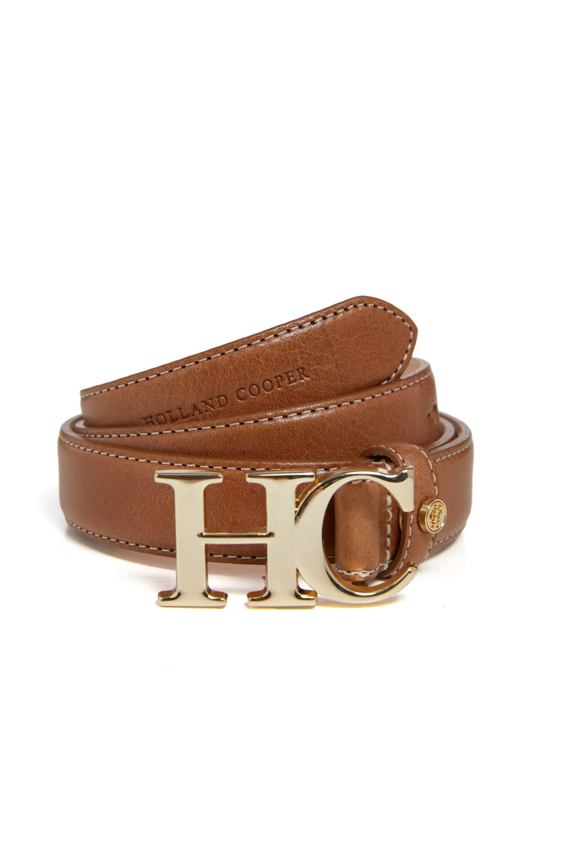 Holland Cooper Belts | Belts>Atelier Slim Logo Belt Tan Contrast