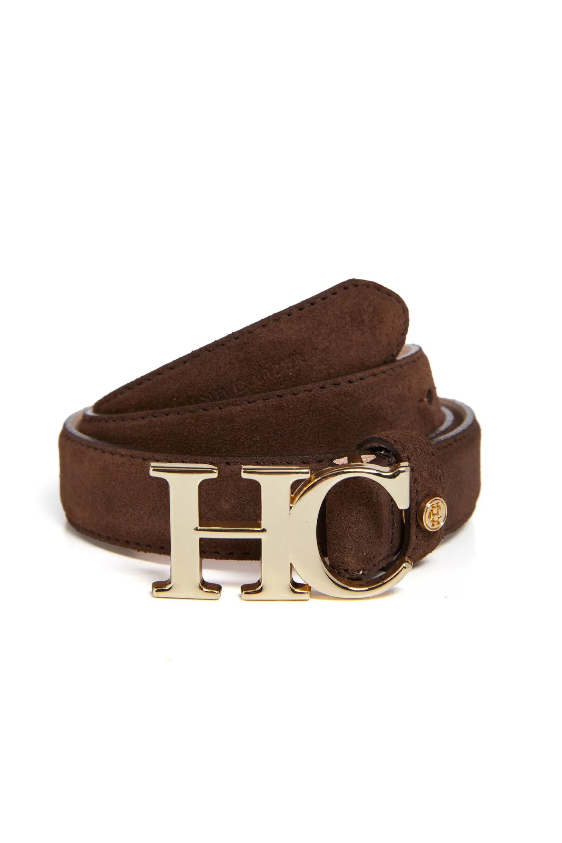 Holland Cooper Belts | Belts>Atelier Slim Logo Belt Chocolate Suede