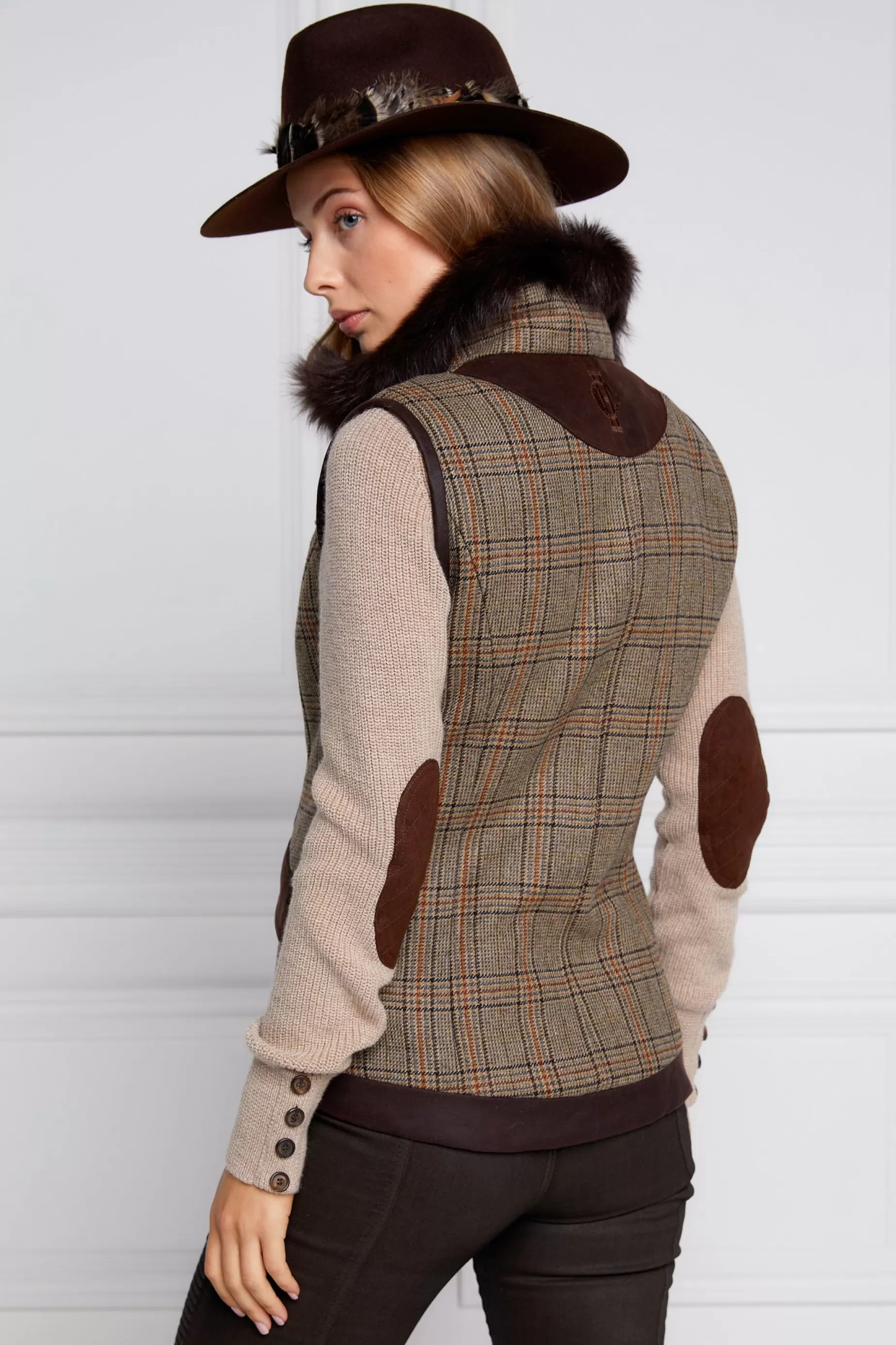 Holland Cooper Gilets | Country Collection>Aviator Gilet Bourbon Tweed