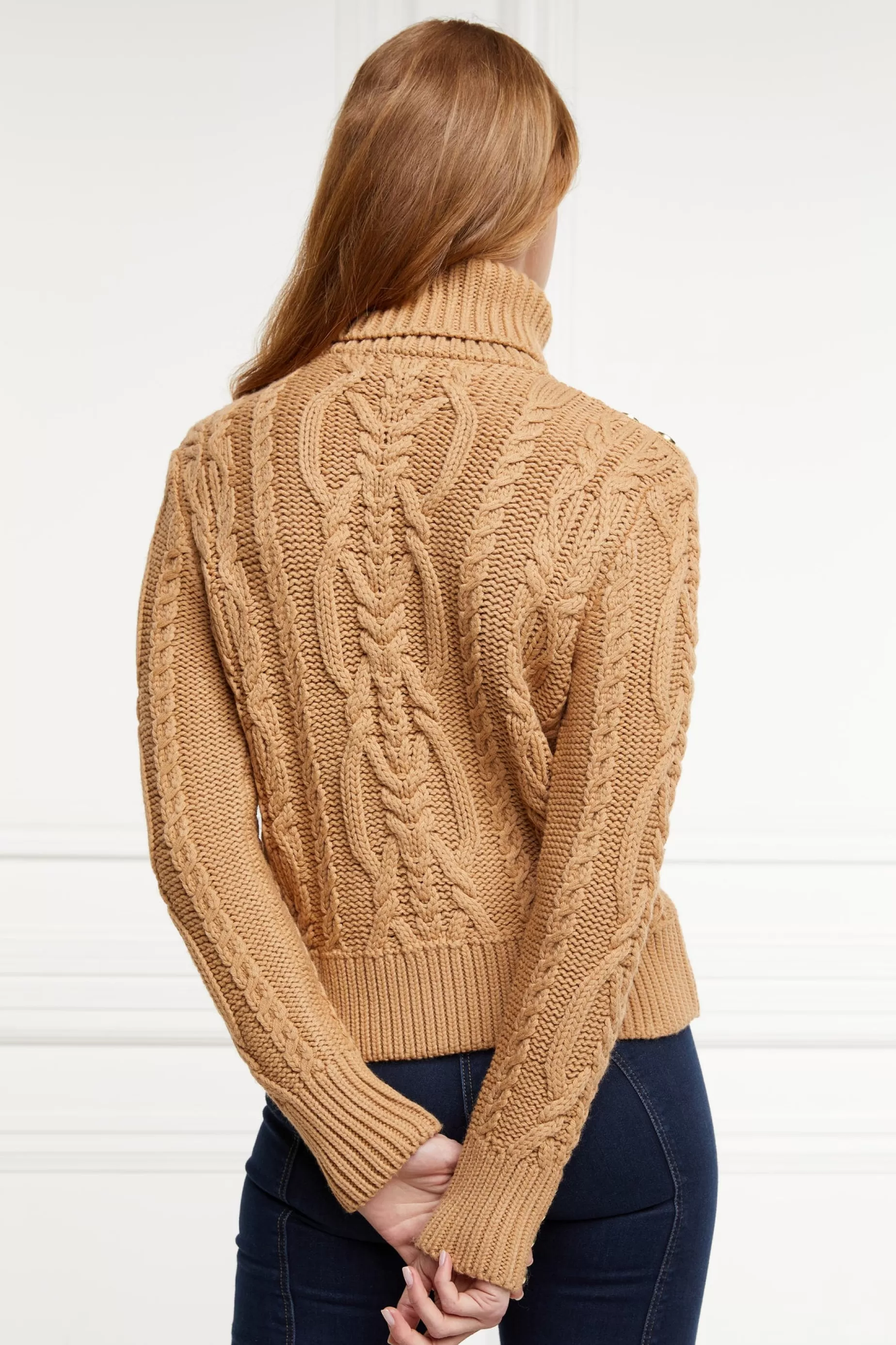 Holland Cooper Knitwear>Belgravia Cable Knit Camel