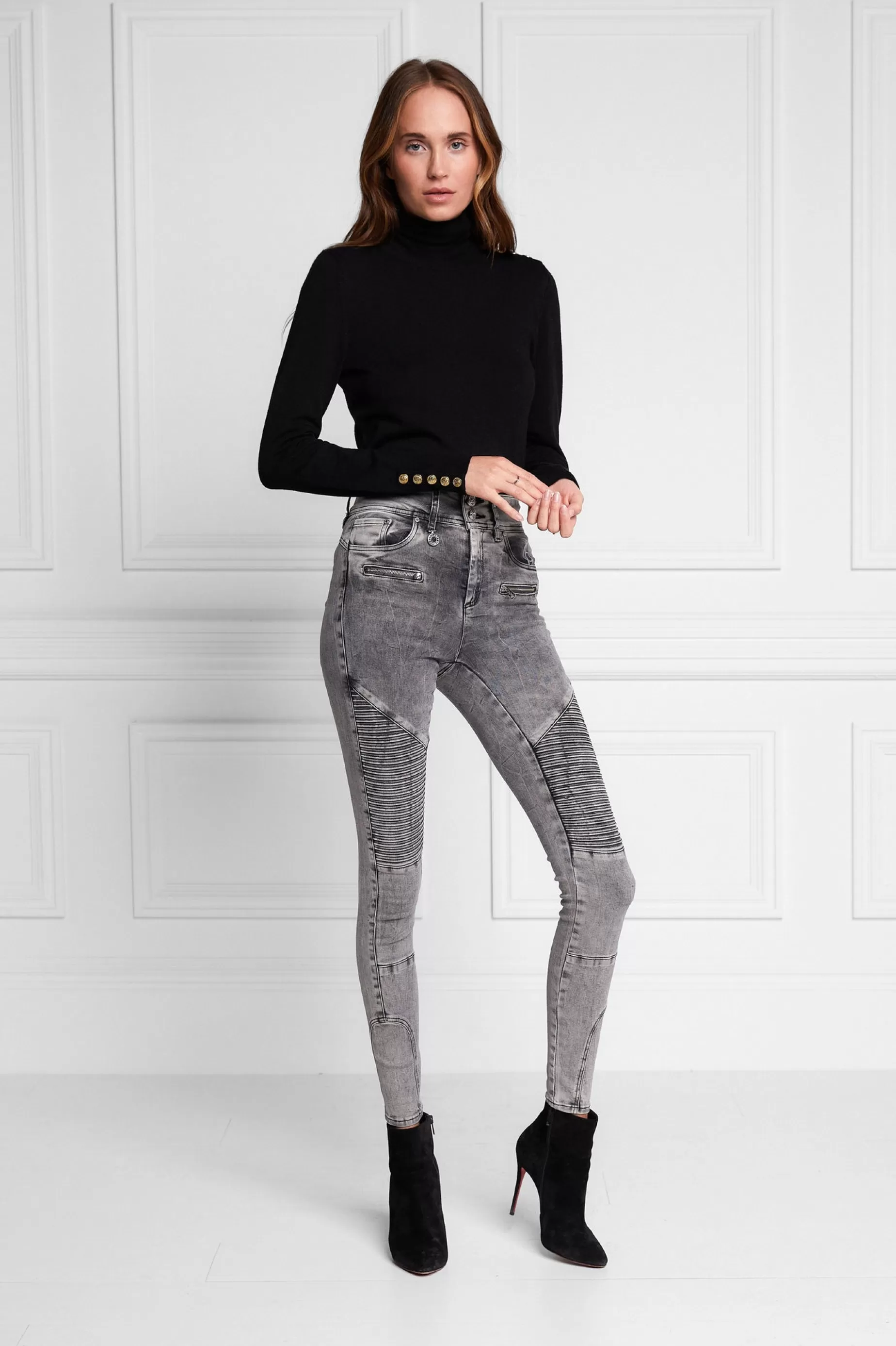 Holland Cooper Jeans>Biker Jean Ash Grey