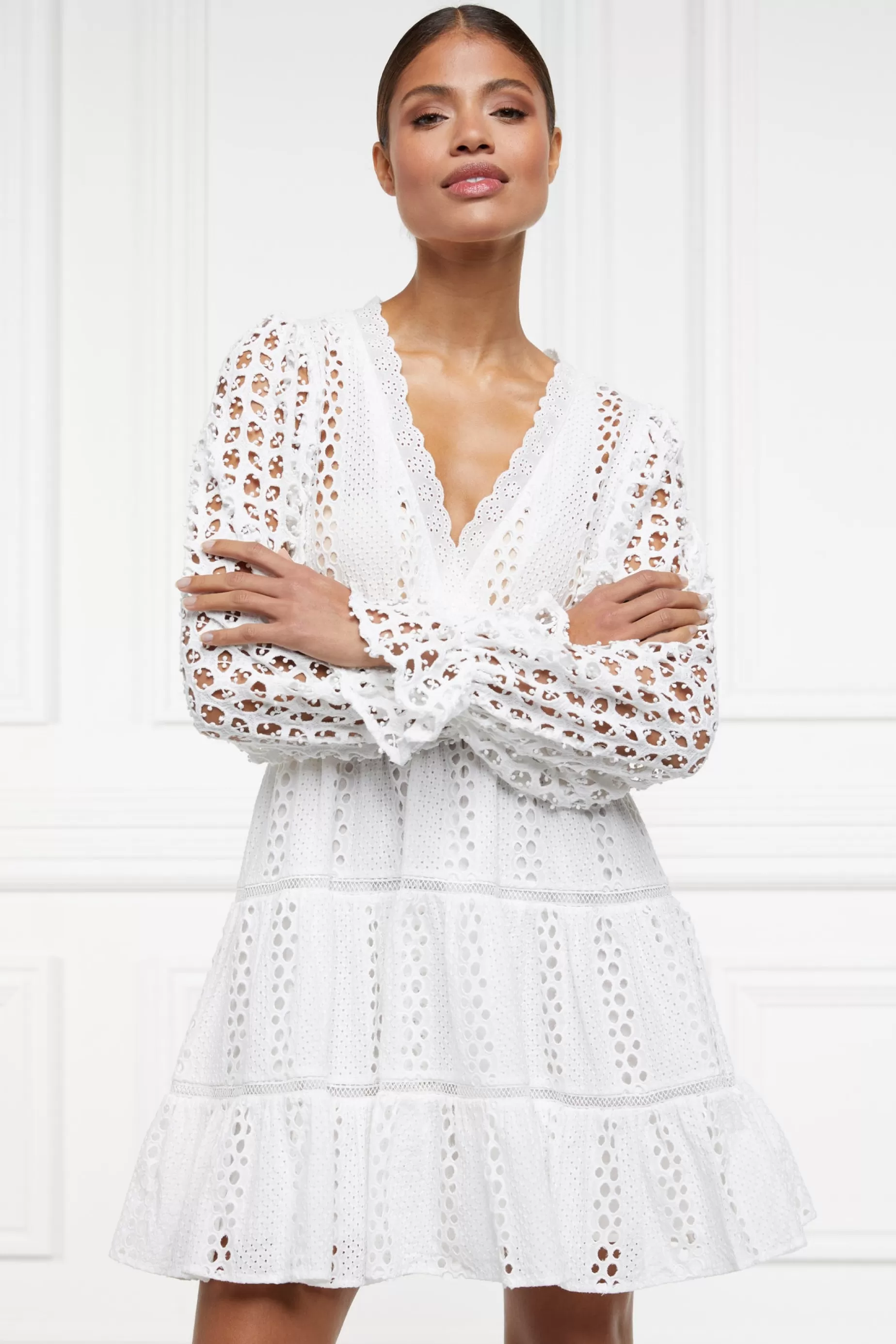 Holland Cooper Dresses | Seasonal Inspiration>Broderie Lace V-Neck Dress