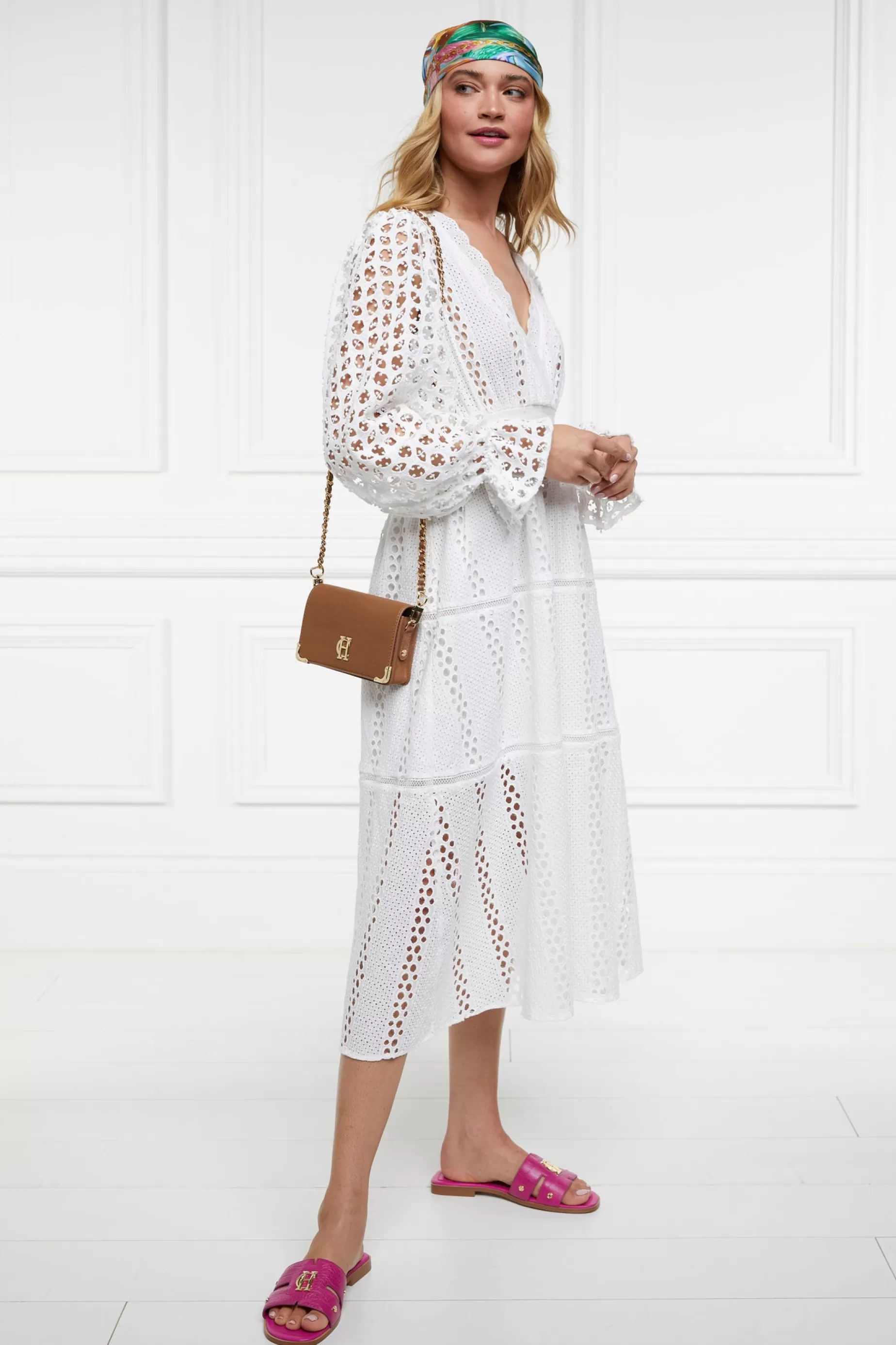 Holland Cooper Dresses | Shop By Product>Broderie Lace V-Neck Midi Dress