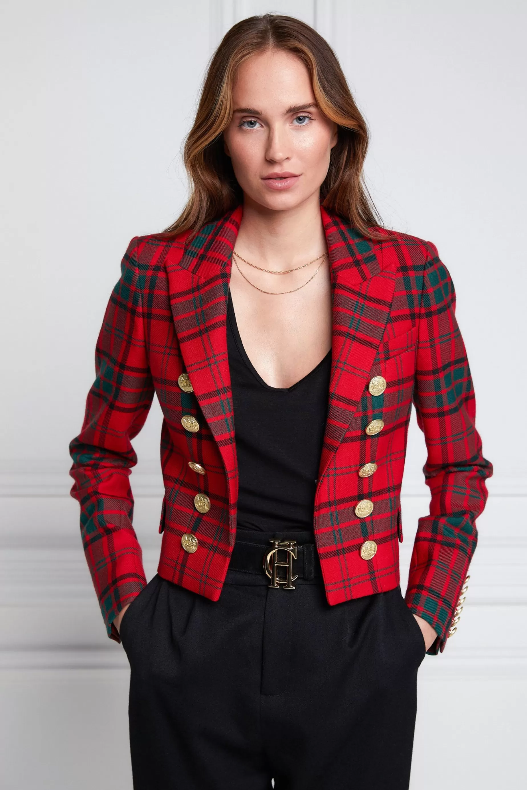 Holland Cooper Blazers | Jackets>Brompton Jacket Red Tartan