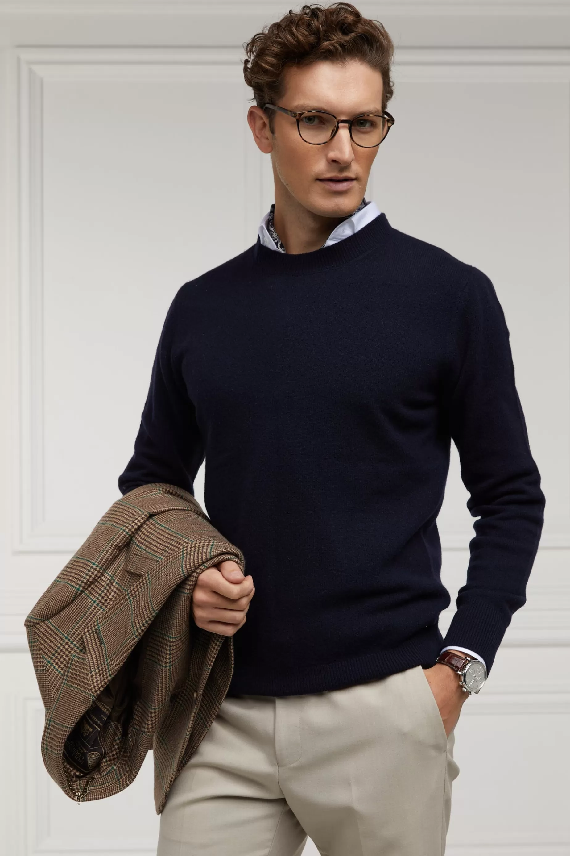 Holland Cooper Gifts For Him | Knitwear>Byron Crew Neck Knit Navy