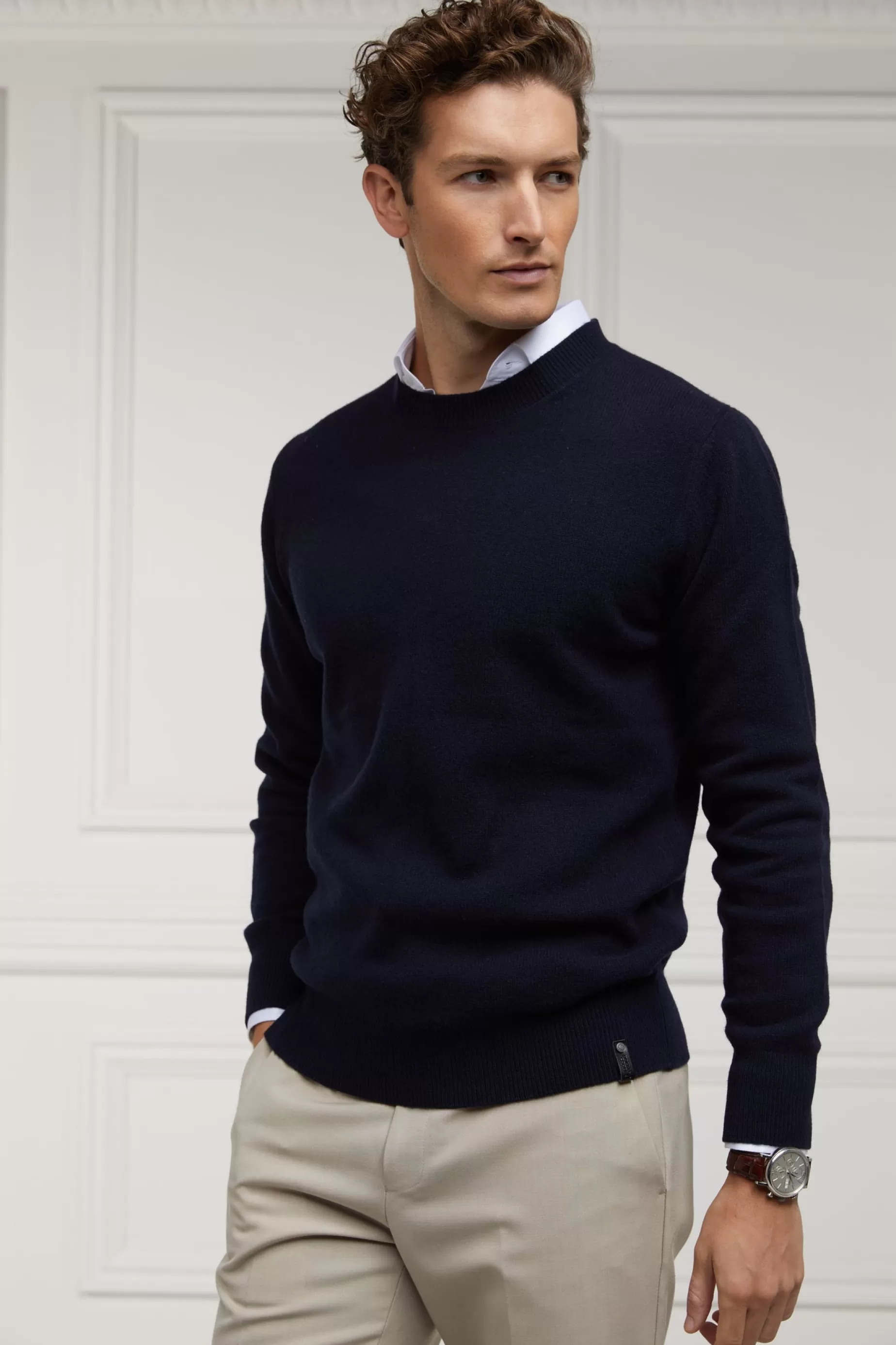 Holland Cooper Gifts For Him | Knitwear>Byron Crew Neck Knit Navy