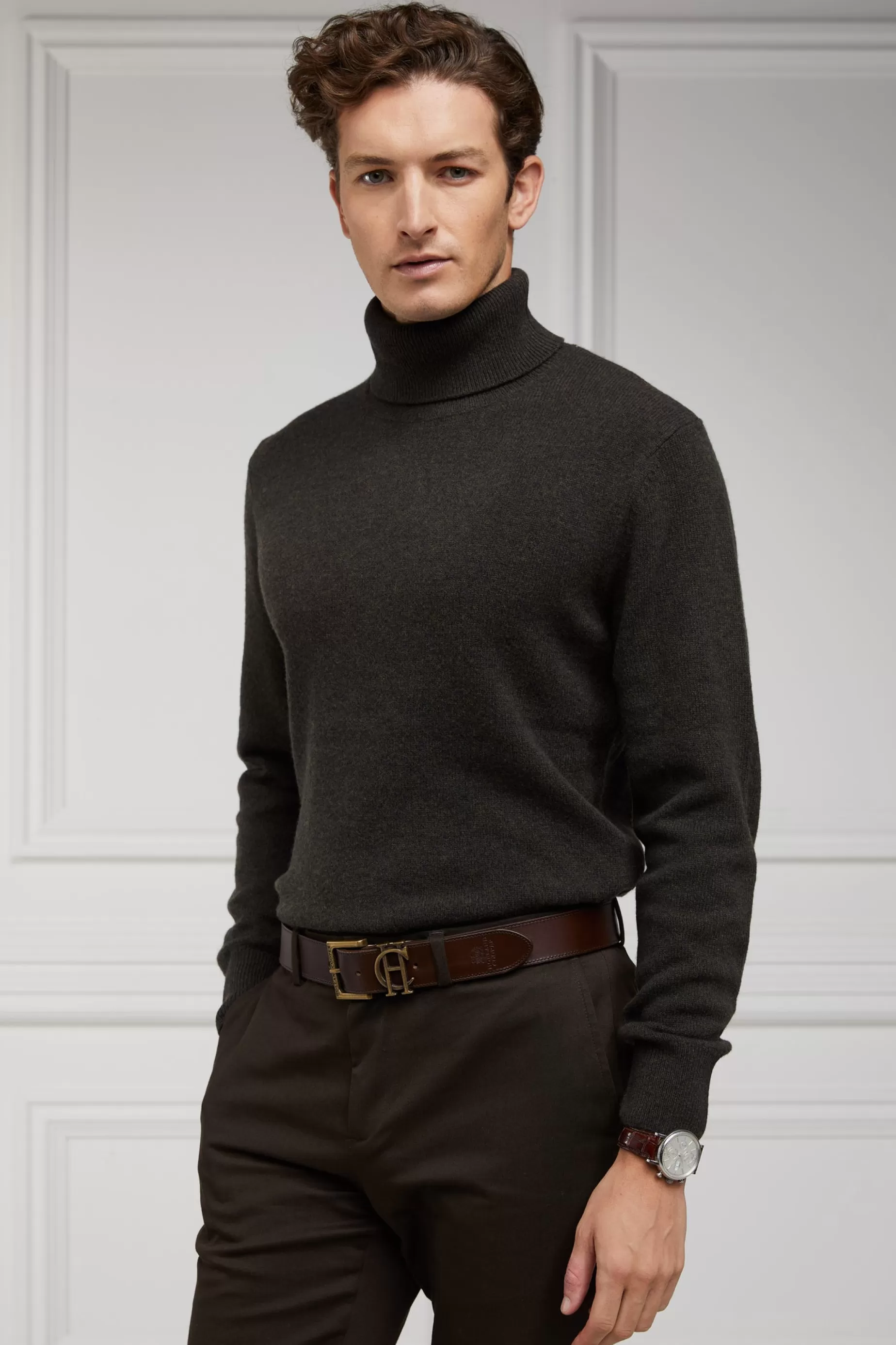 Holland Cooper Knitwear | Shop By Product>Byron Roll Neck Knit Moss