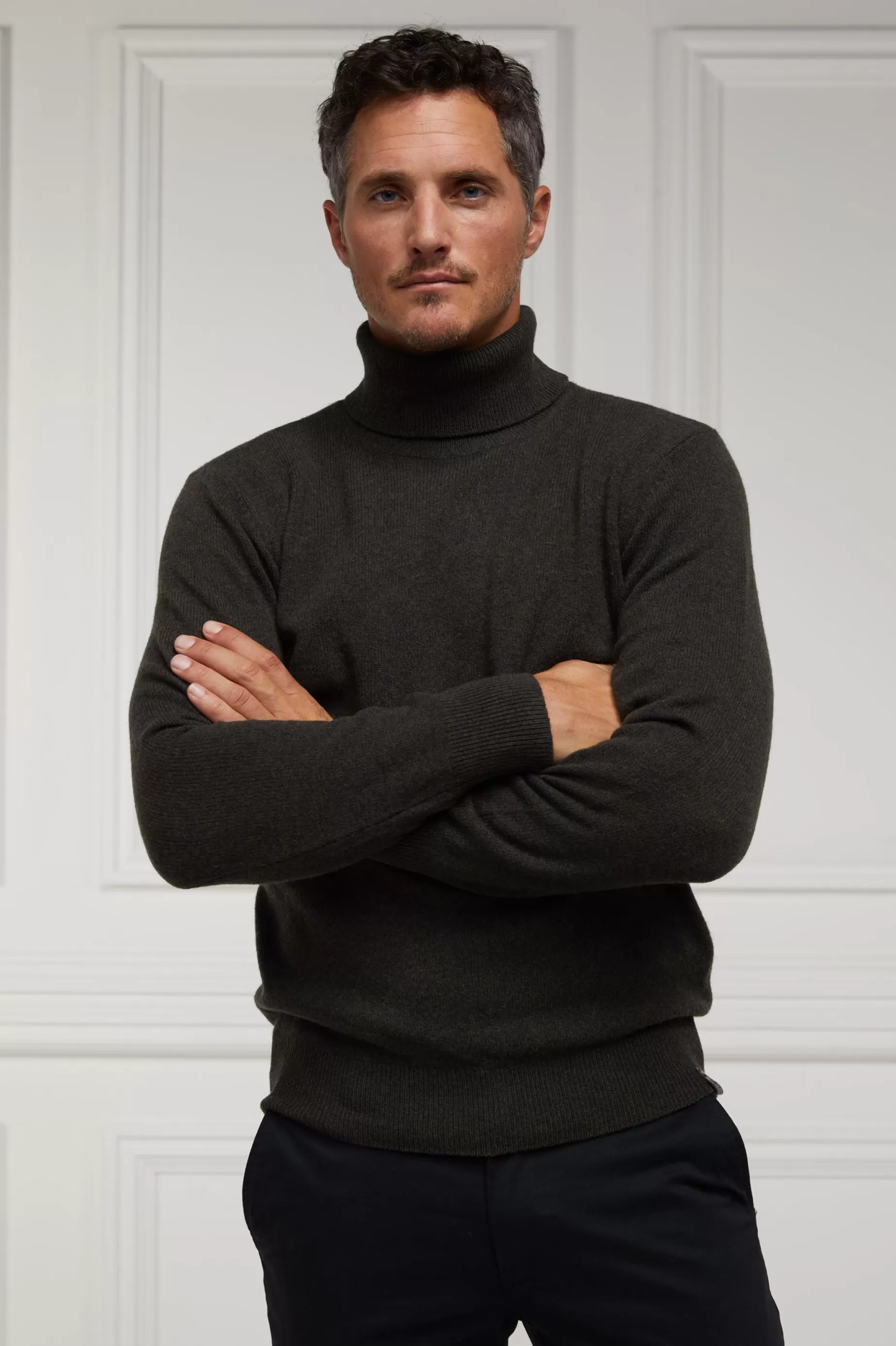 Holland Cooper Gifts For Him | Knitwear>Byron Roll Neck Knit Charcoal