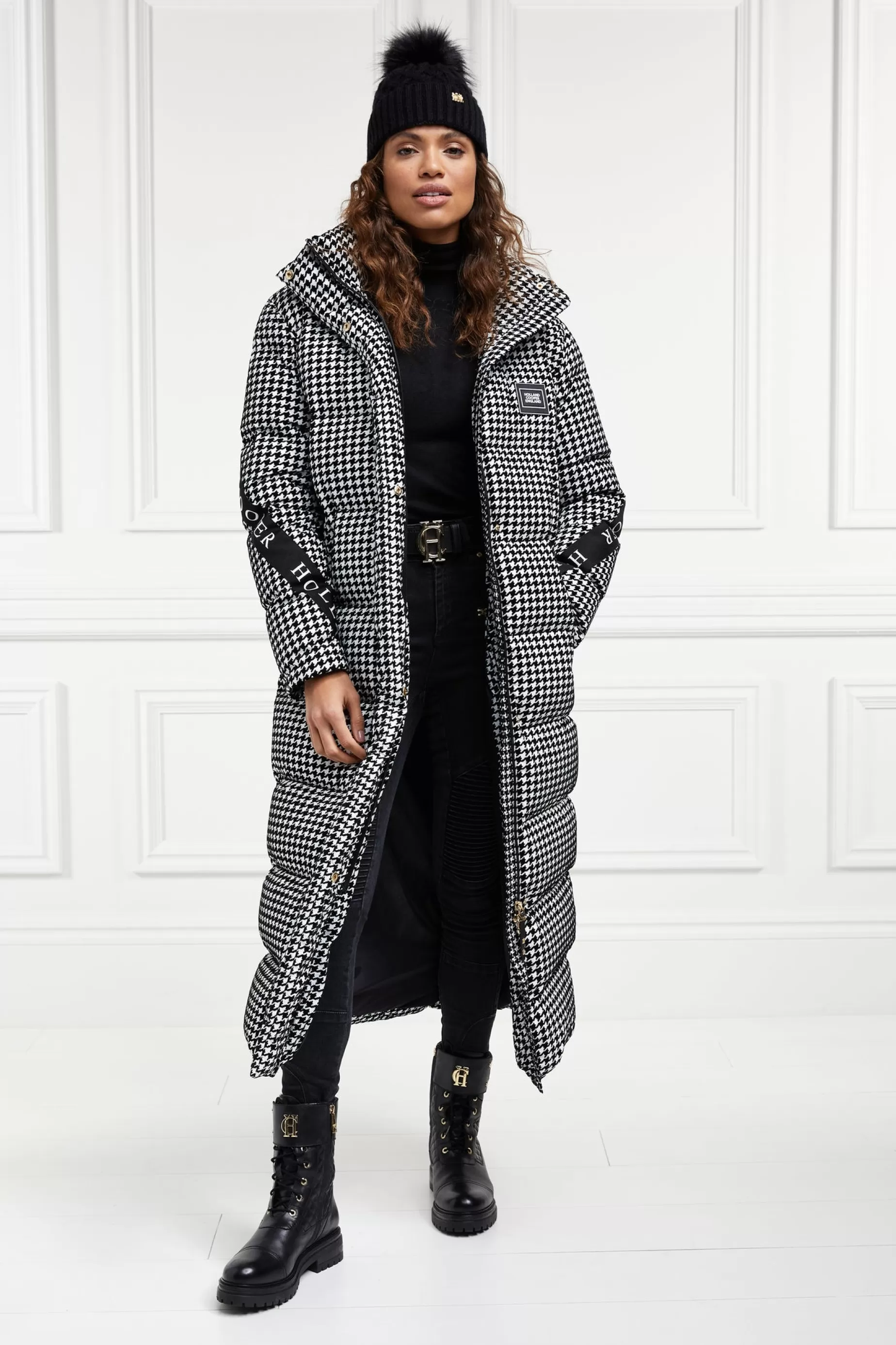 Holland Cooper Coats>Camden Longline Coat Houndstooth