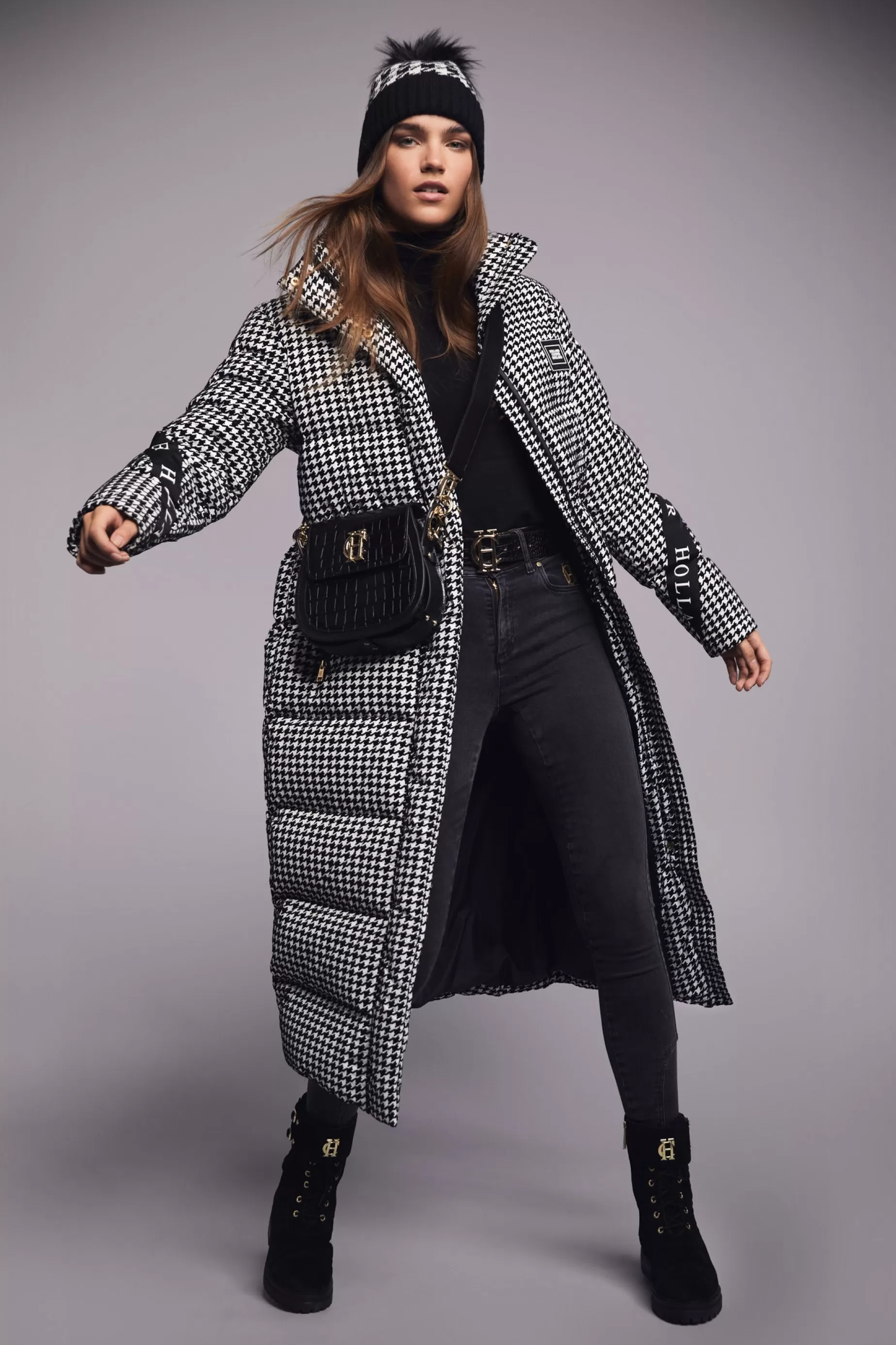 Holland Cooper Coats>Camden Longline Coat Houndstooth