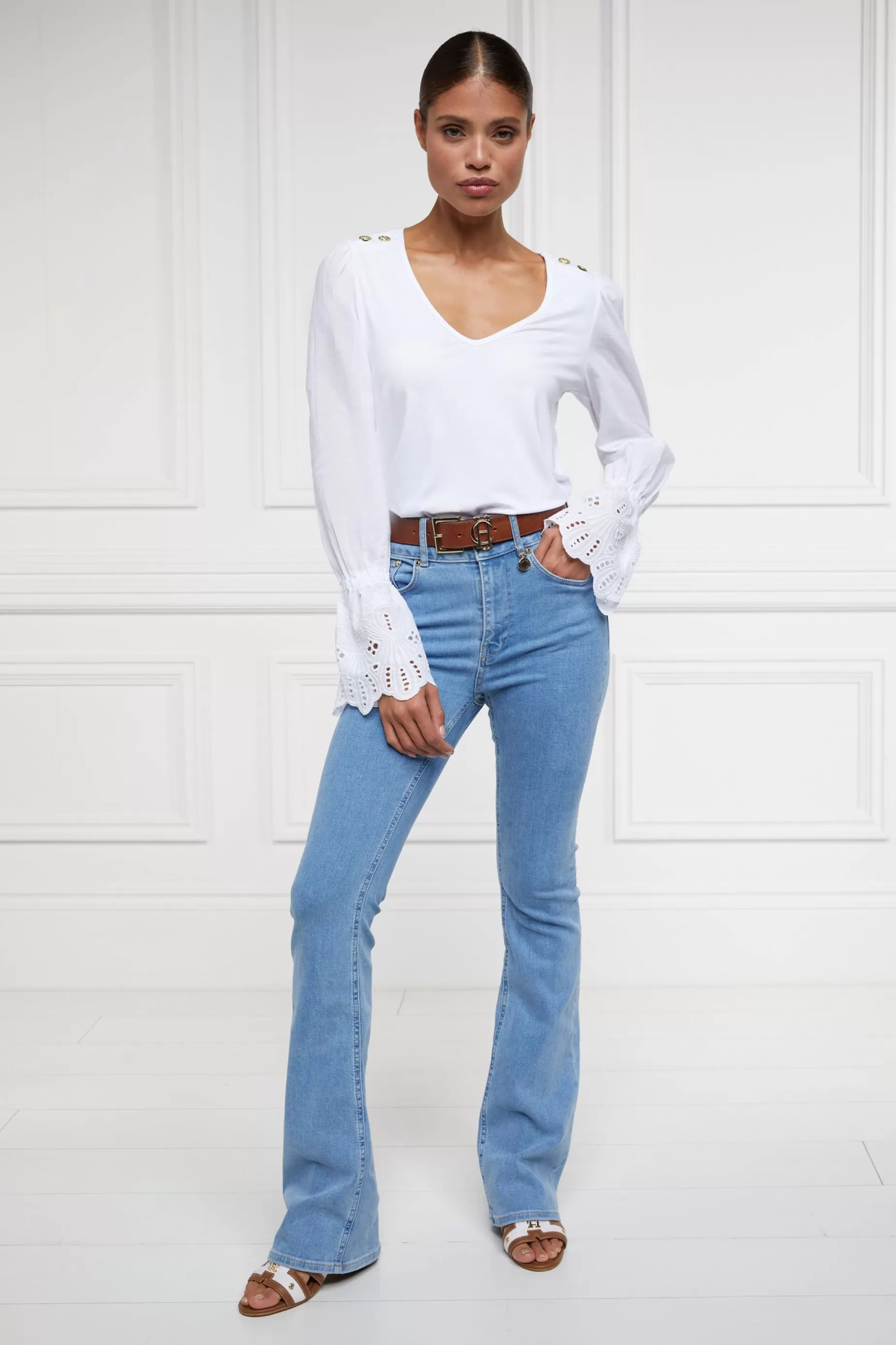 Holland Cooper Shirts & Blouses | Shop By Product>Camilla V-Neck Blouse White