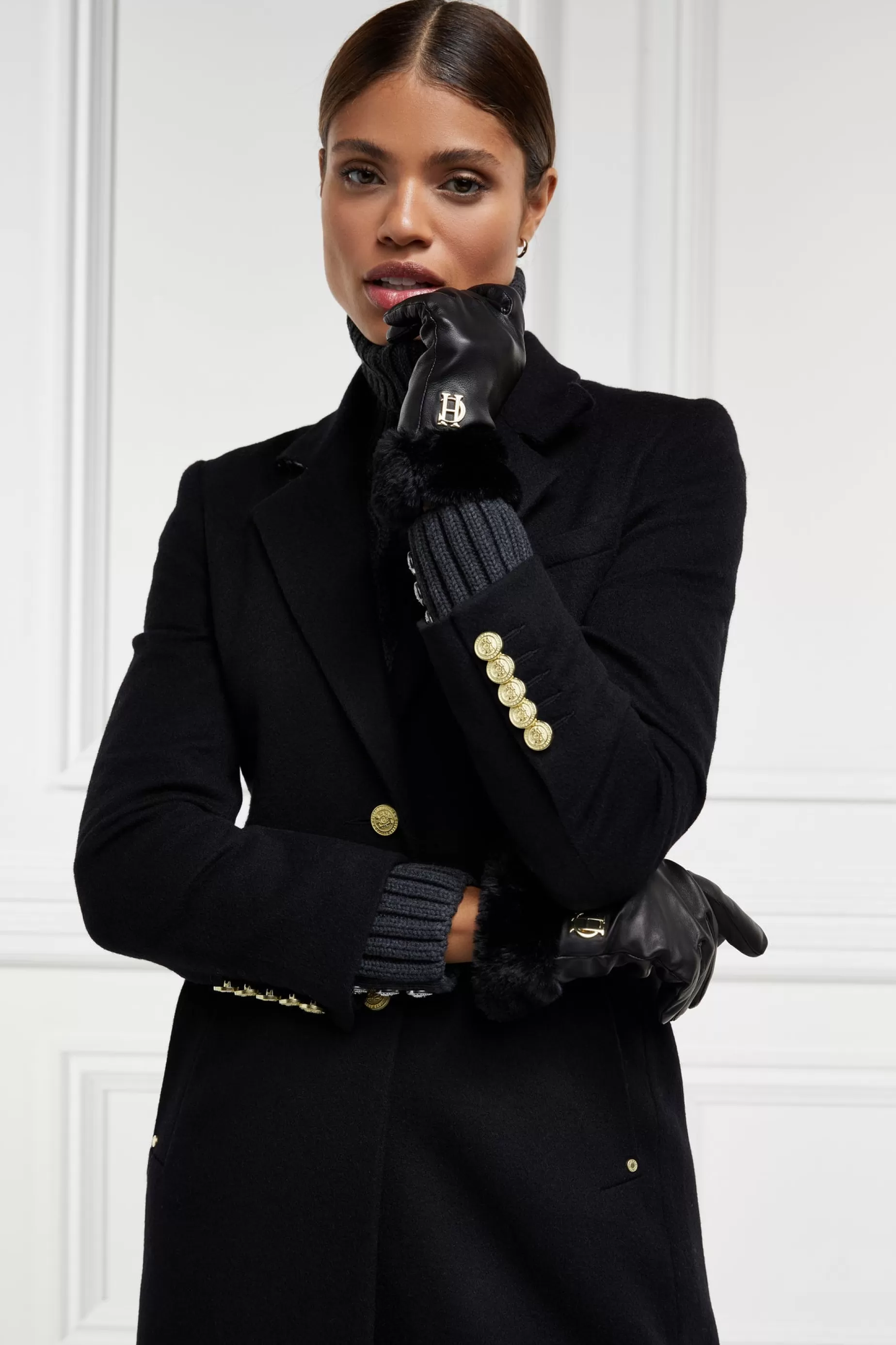 Holland Cooper Accessories | Shop Women>Cashmere Lined Faux Trim Leather Gloves