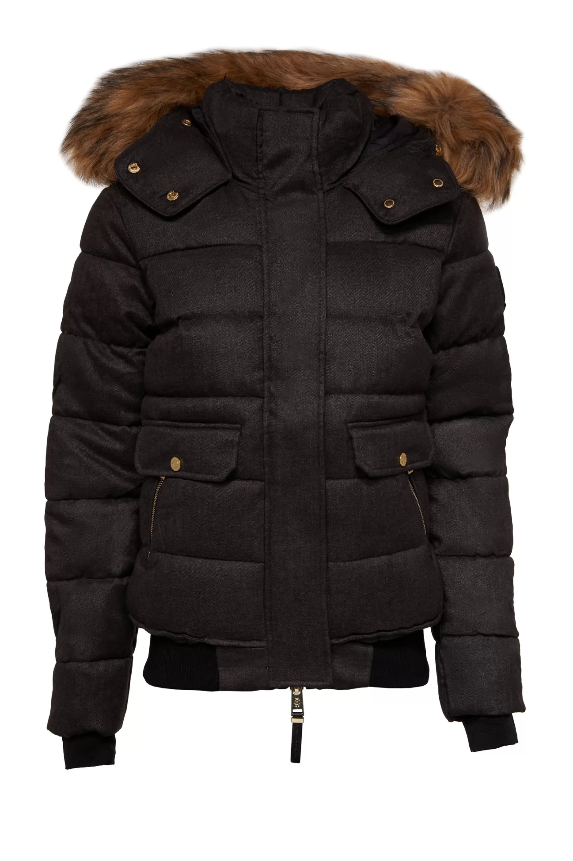 Holland Cooper Coats>Cervinia Puffer Charcoal Tweed