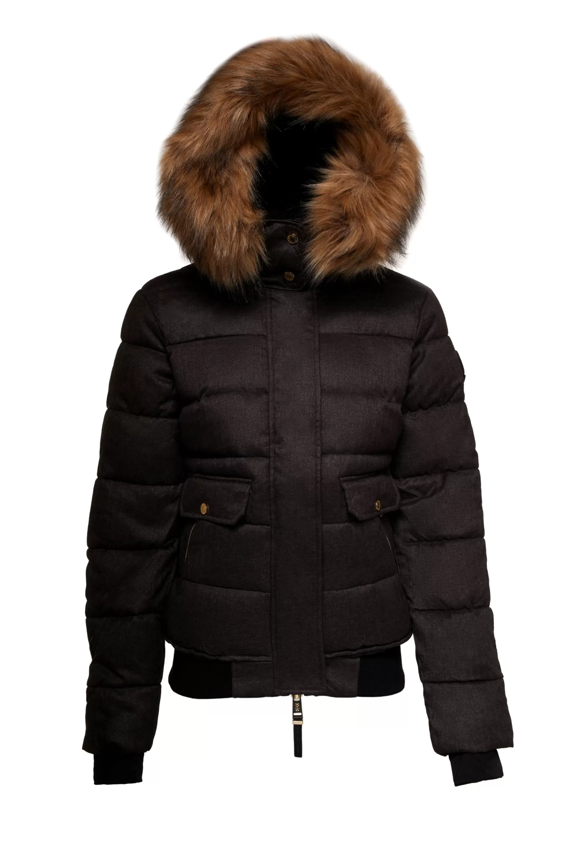 Holland Cooper Coats>Cervinia Puffer Charcoal Tweed