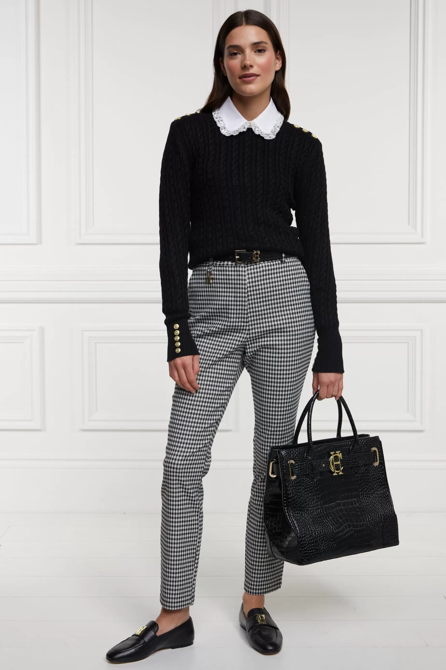 Holland Cooper Trousers | Workwear Wardrobe>Charlton Trousers Houndstooth Gold