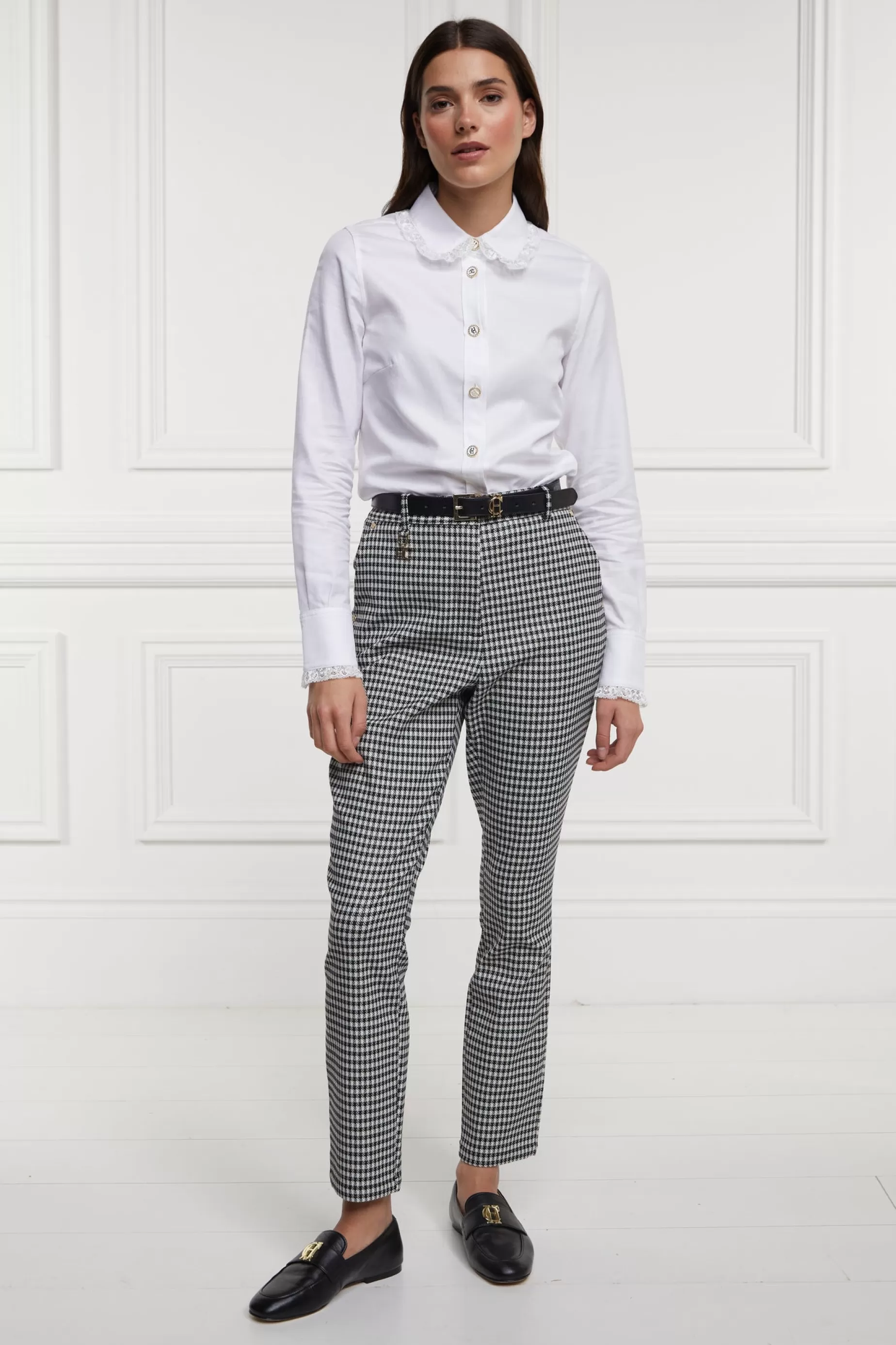 Holland Cooper Trousers | Workwear Wardrobe>Charlton Trousers Houndstooth Gold