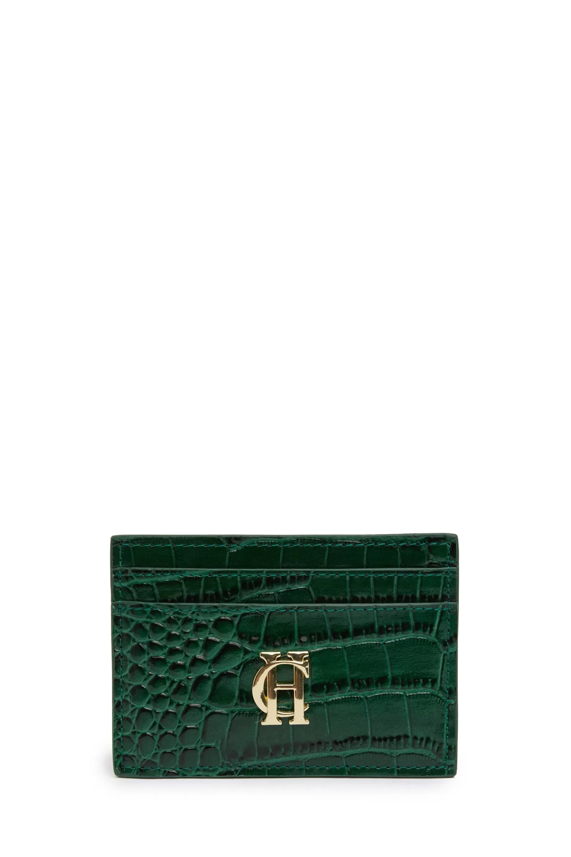 Holland Cooper Gifts For Him | Small Leather Goods>Chelsea Card Holder Emerald Croc