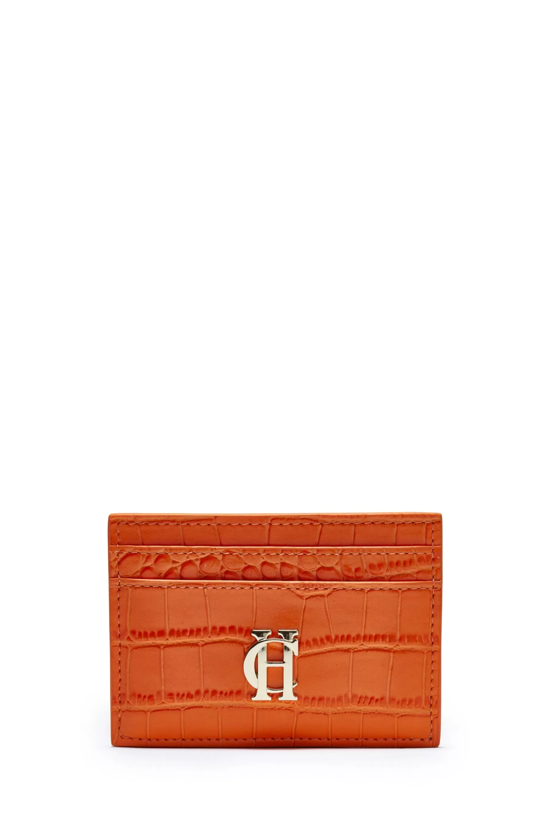 Holland Cooper Small Leather Goods | Small Leather Goods>Chelsea Card Holder Orange Croc