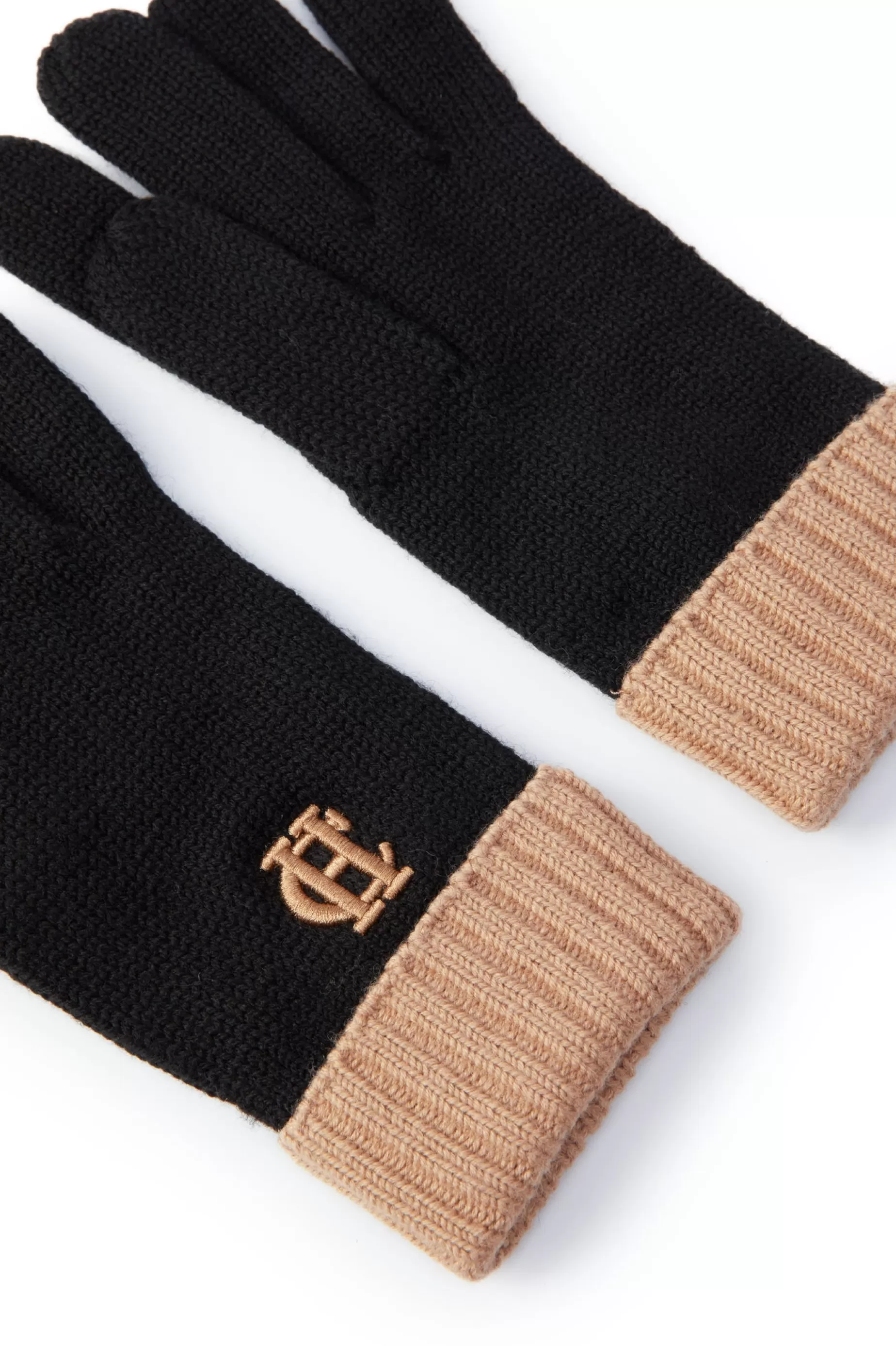 Holland Cooper Accessories | Shop Women>Chelsea Logo Knitted Gloves Black Tan