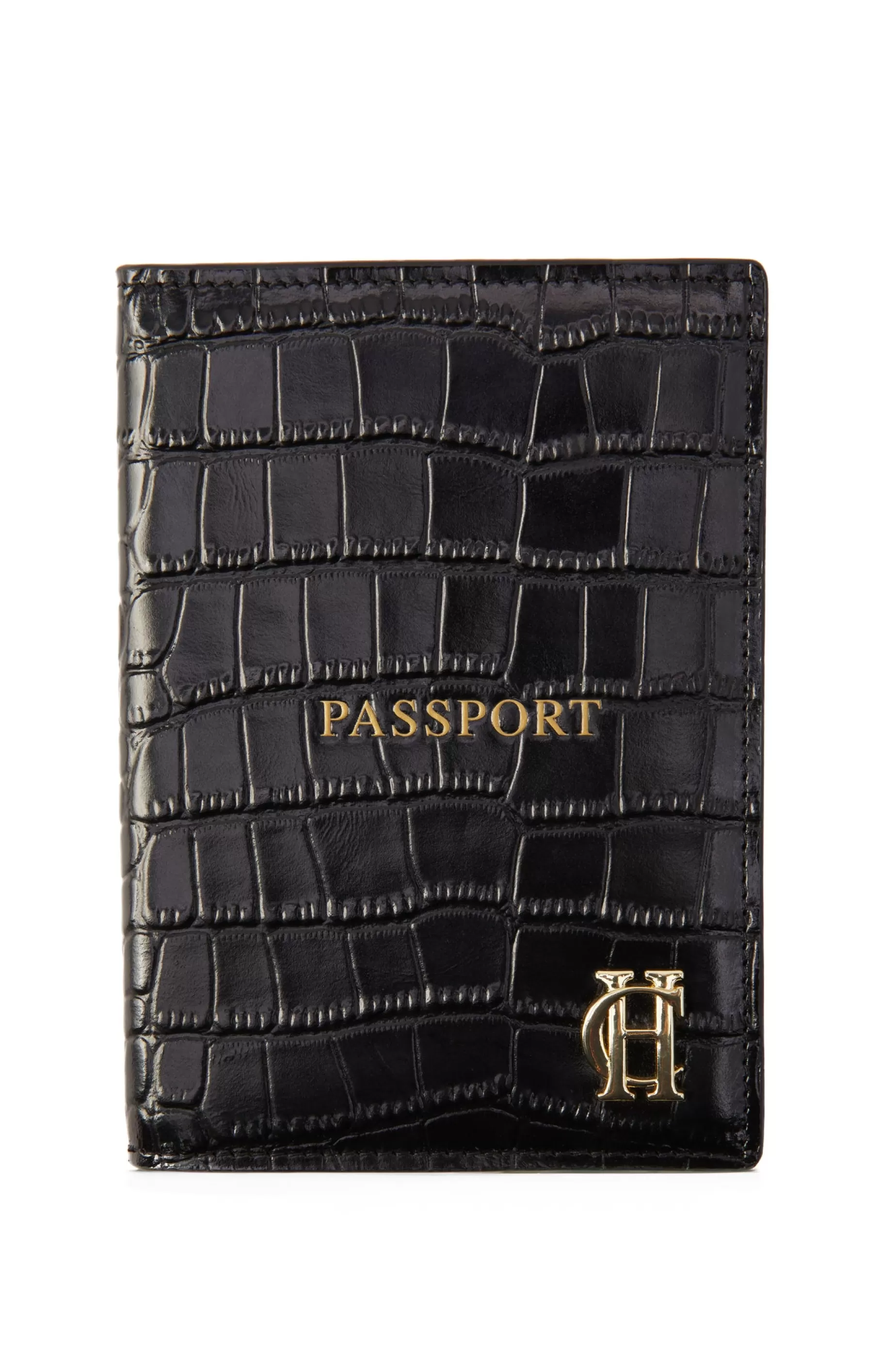 Holland Cooper Gifts For Him | Wardrobe Staples>Chelsea Passport Holder Black Croc