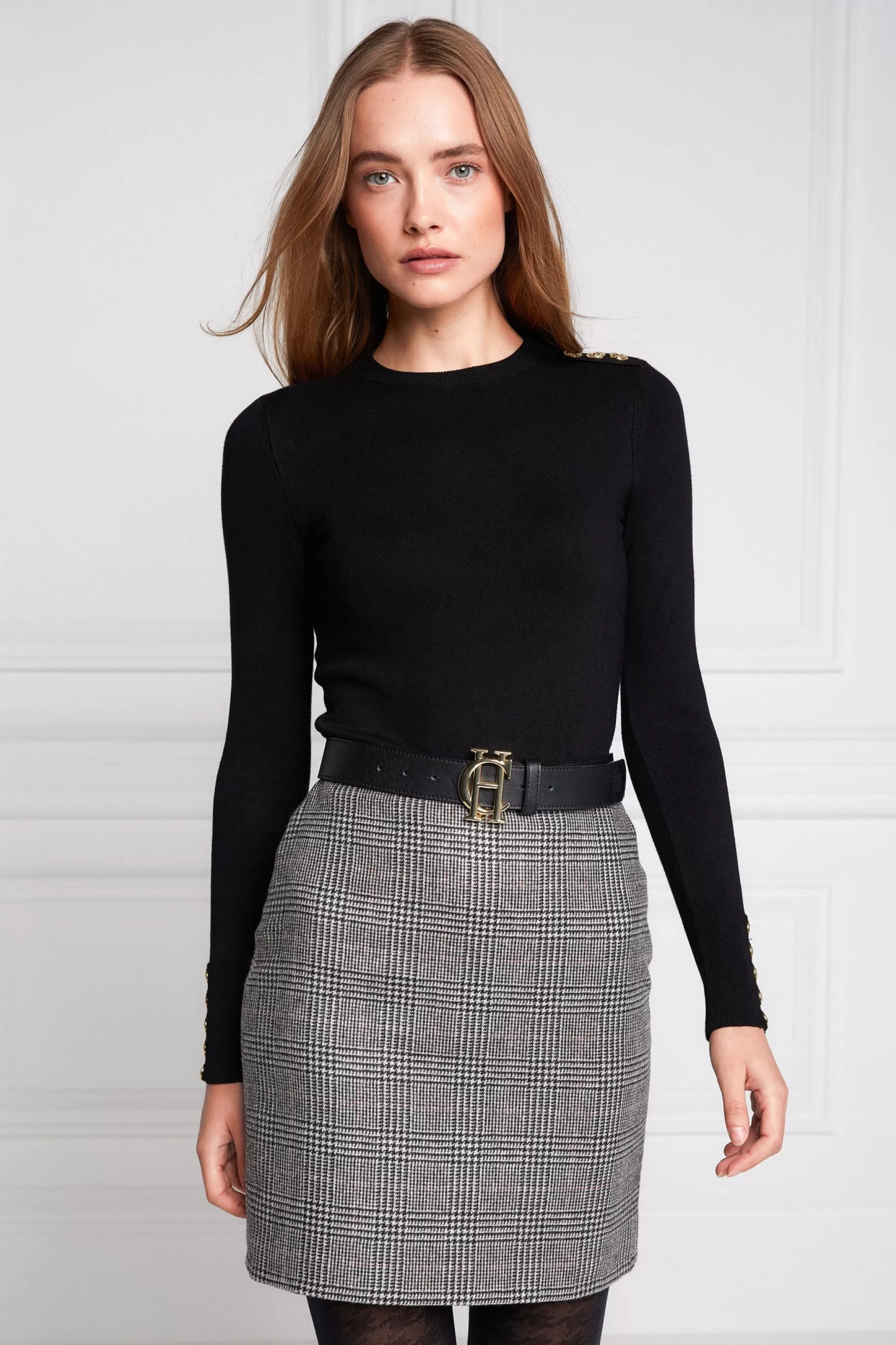 Holland Cooper Skirts>Chelsea Skirt Prince of Wales Black