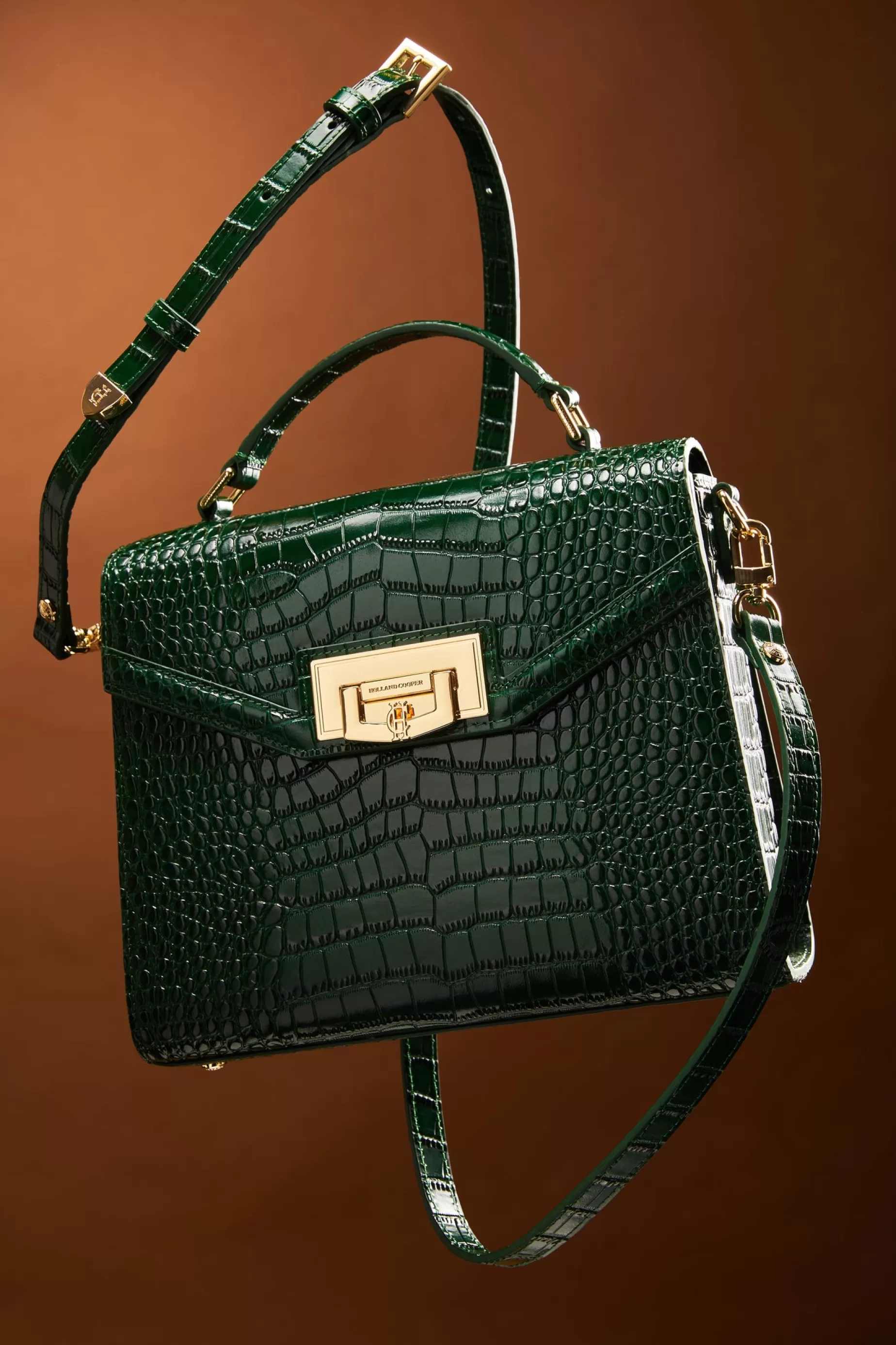 Holland Cooper The Perfect Gesture | Crossbody Bags>Cheltenham Bag Emerald Croc