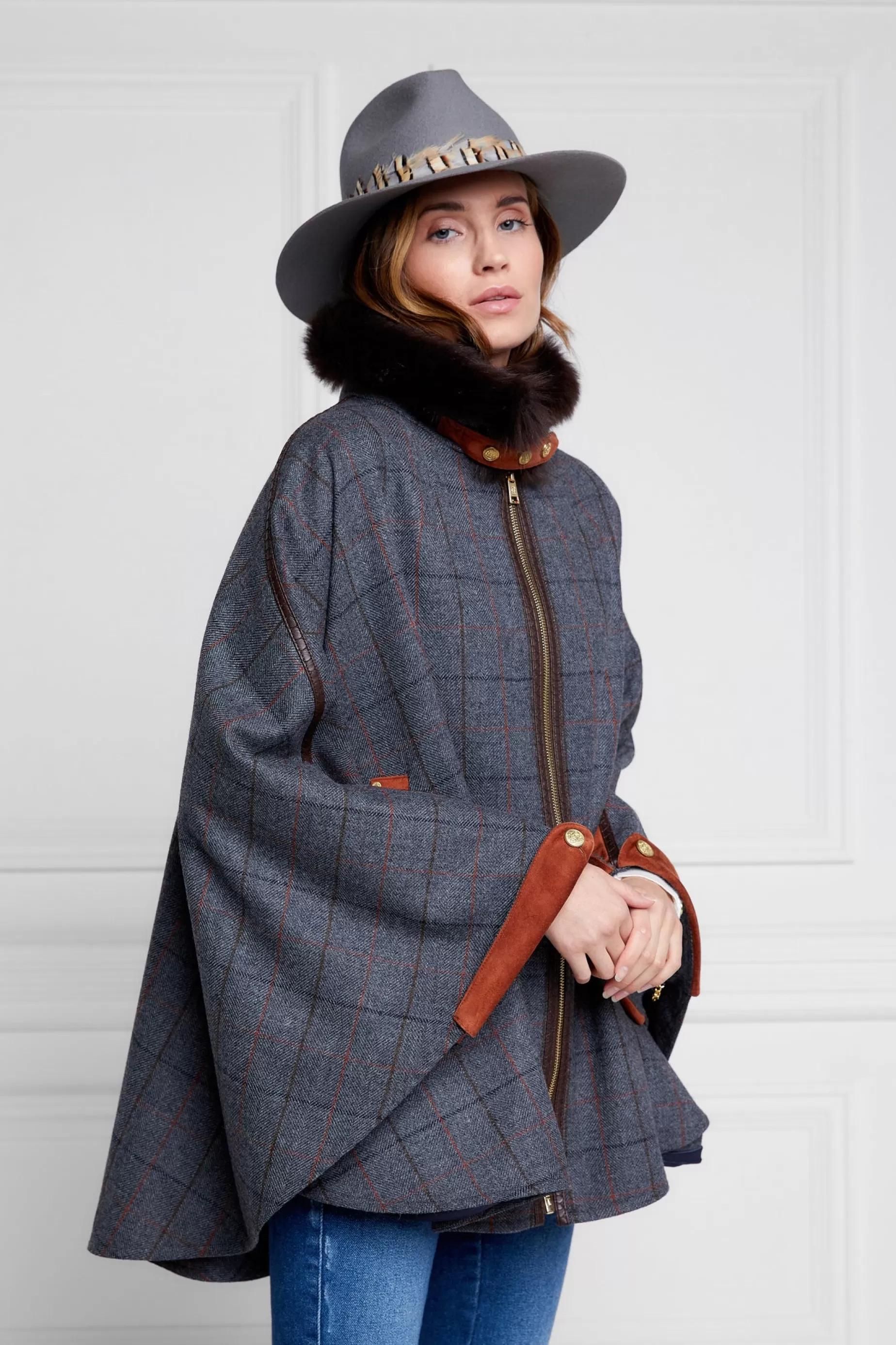 Holland Cooper Capes | In Stock Tailoring>Chiltern Cape Mid Blue Check