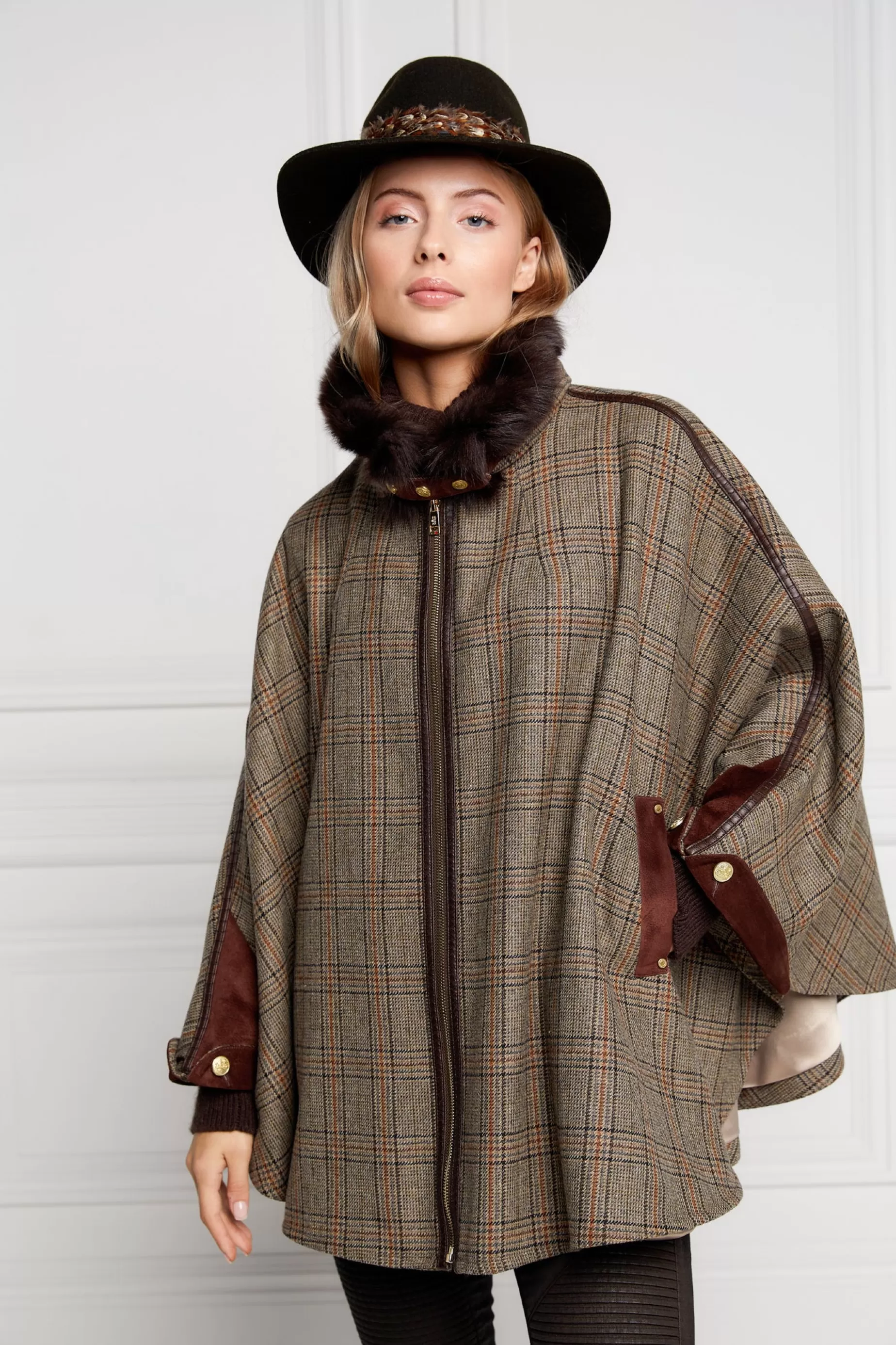 Holland Cooper Capes>Chiltern Cape Bourbon Tweed