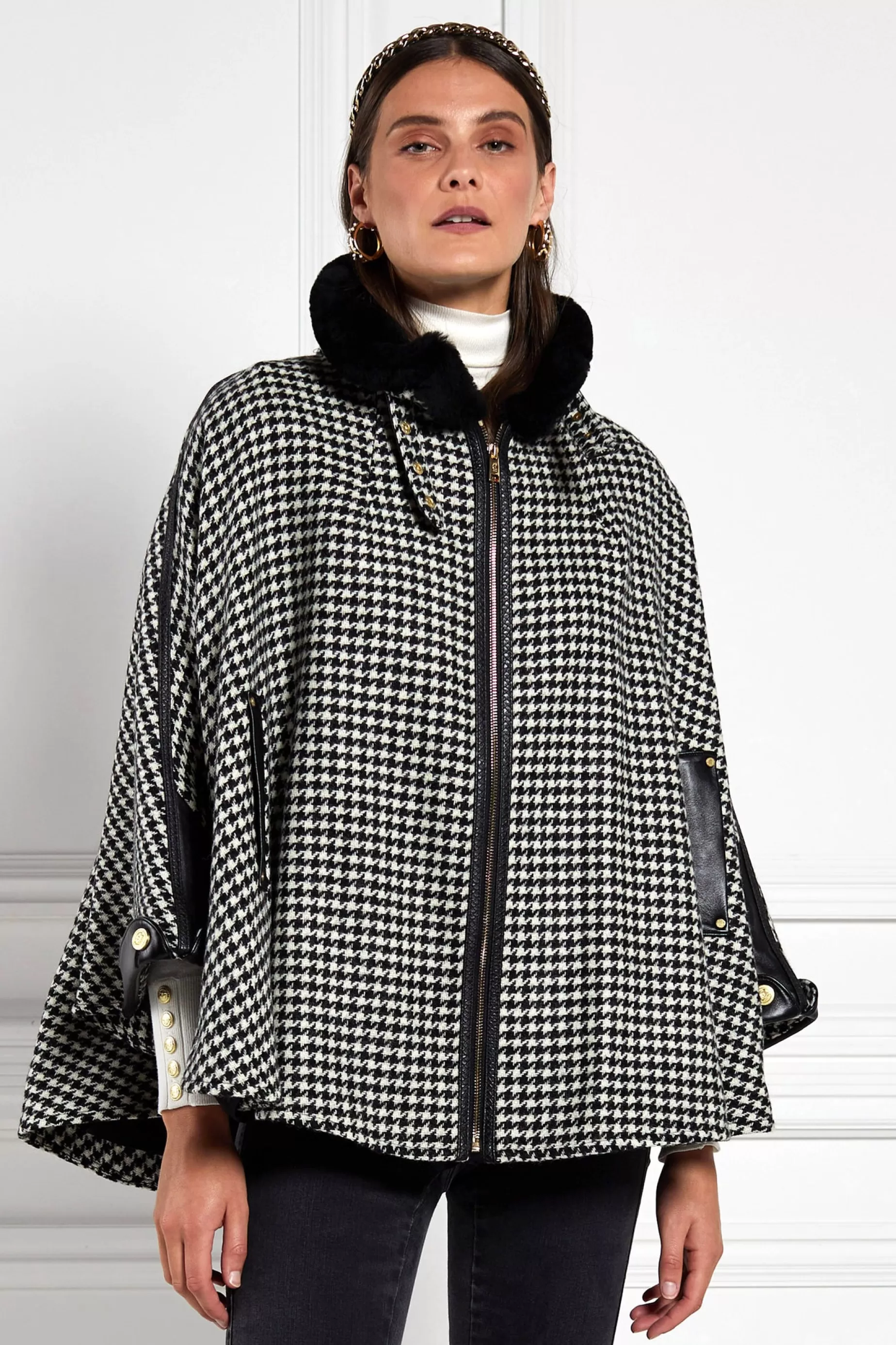 Holland Cooper Capes | In Stock Tailoring>Chiltern Cape Houndstooth