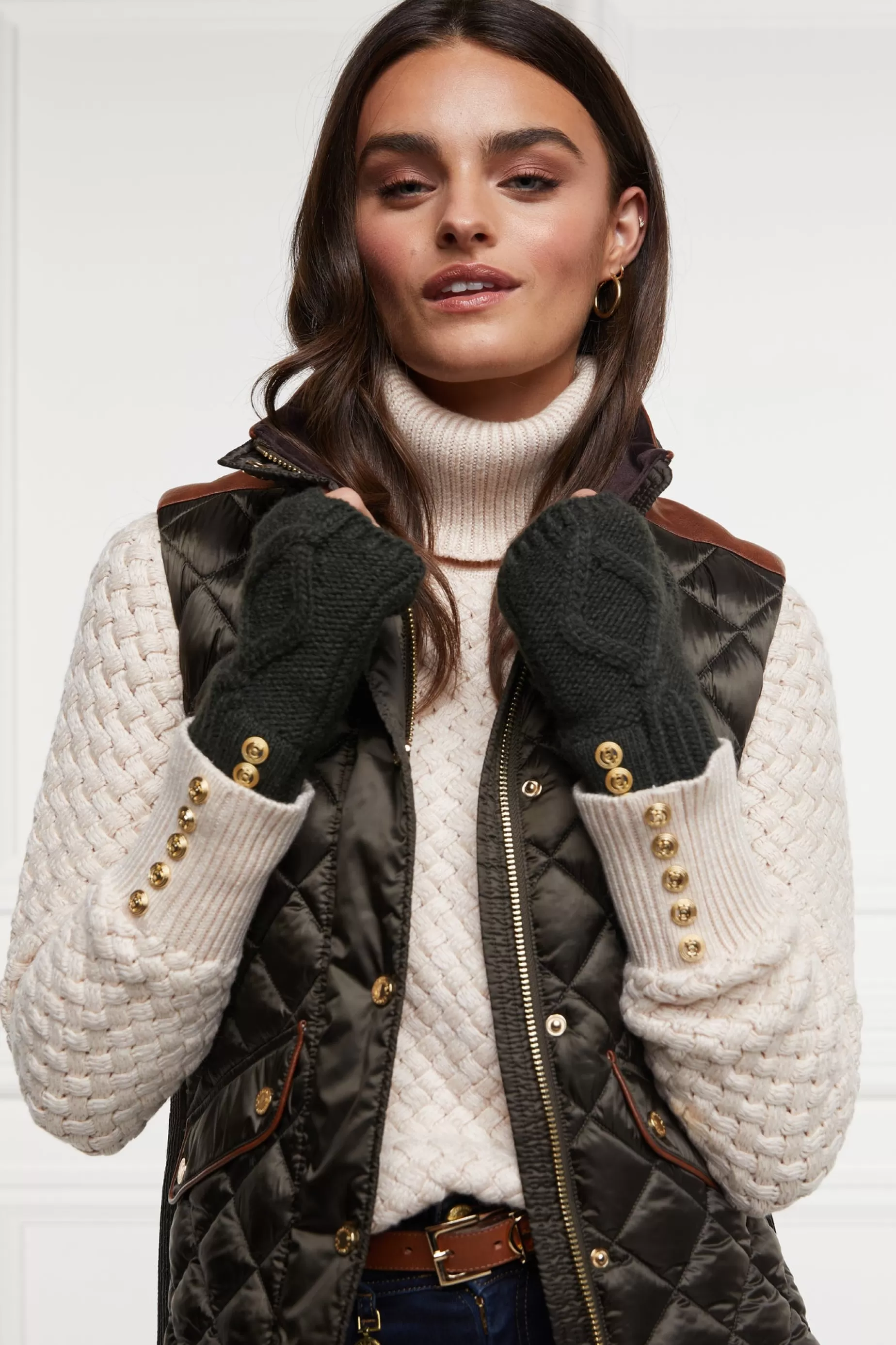 Holland Cooper The Perfect Gesture | Accessories>Cortina Fingerless Gloves Fern Green