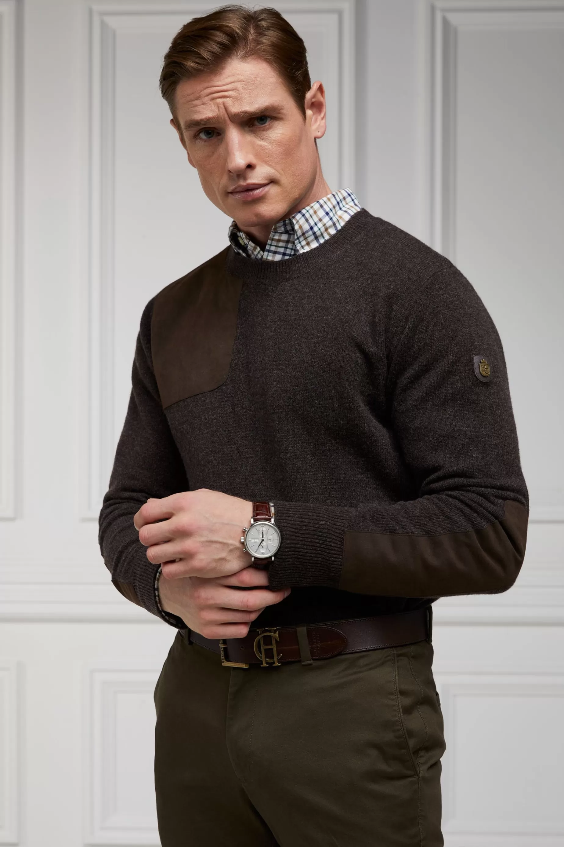 Holland Cooper Knitwear | Shop By Product>Country Crew Neck Knit Chocolate