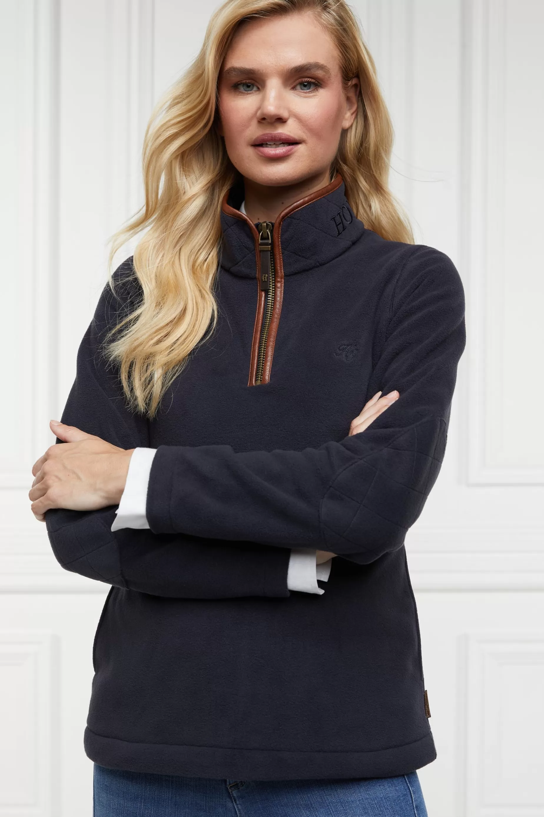 Holland Cooper Bestsellers | Fleeces>Country Fleece Half Zip Ink Navy