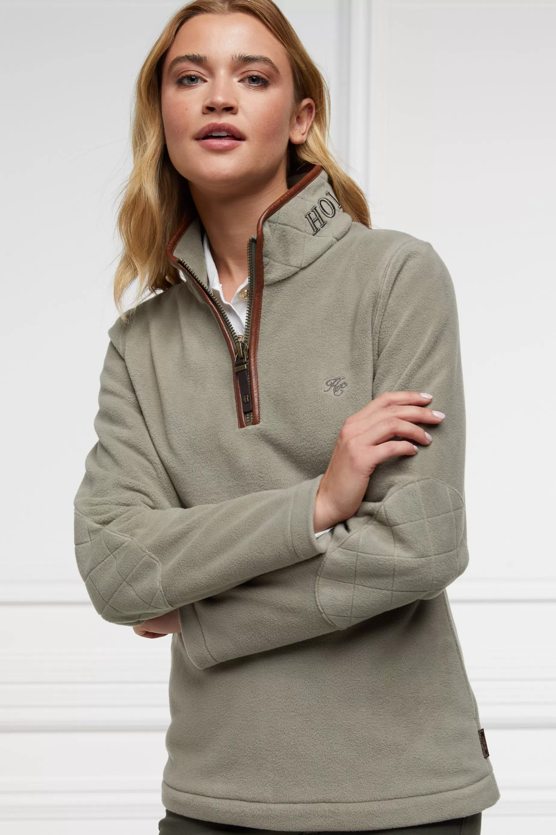 Holland Cooper Gifts For Her | Bestsellers>Country Fleece Half Zip Sage