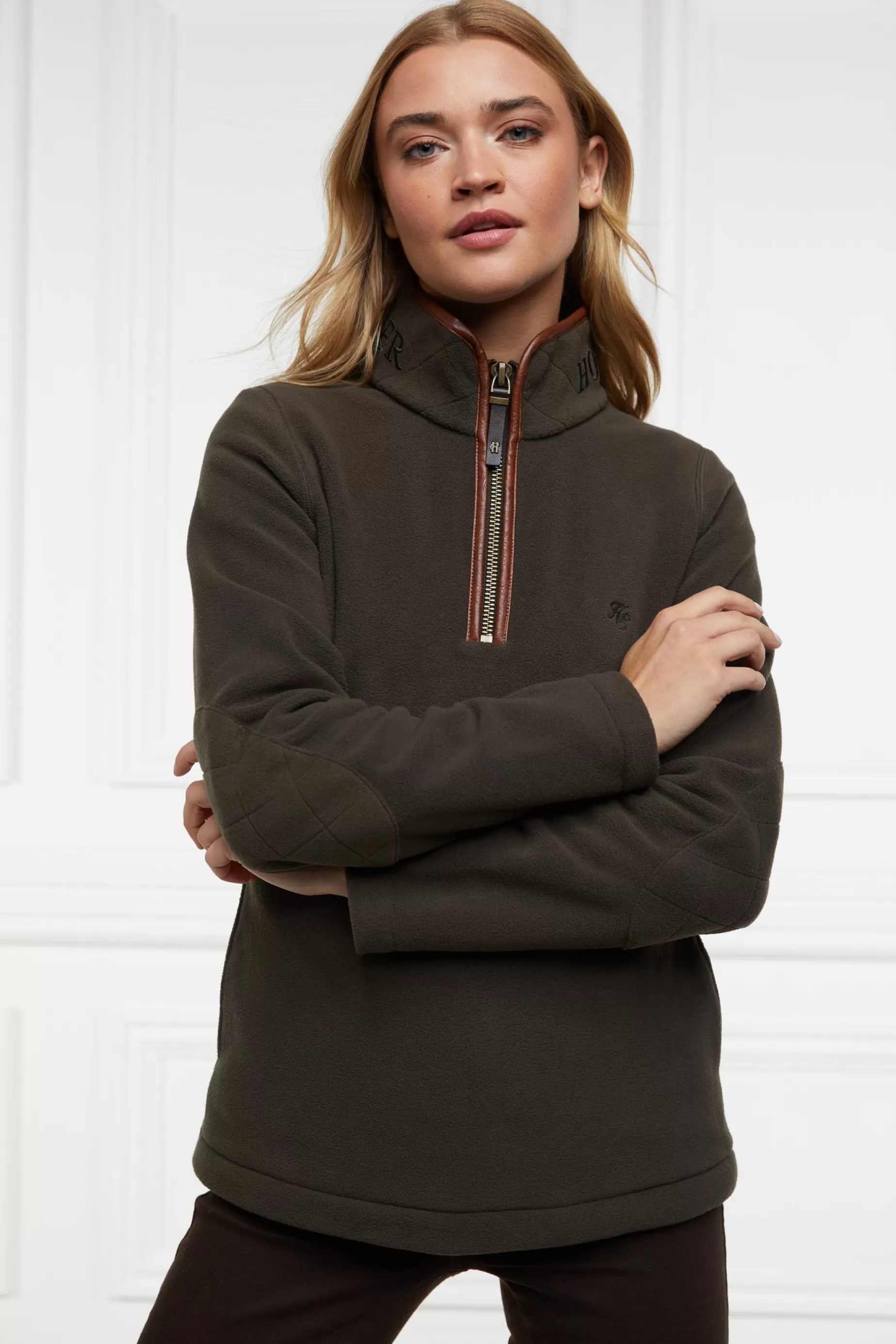 Holland Cooper Fleeces | Shop By Product>Country Fleece Half Zip Khaki