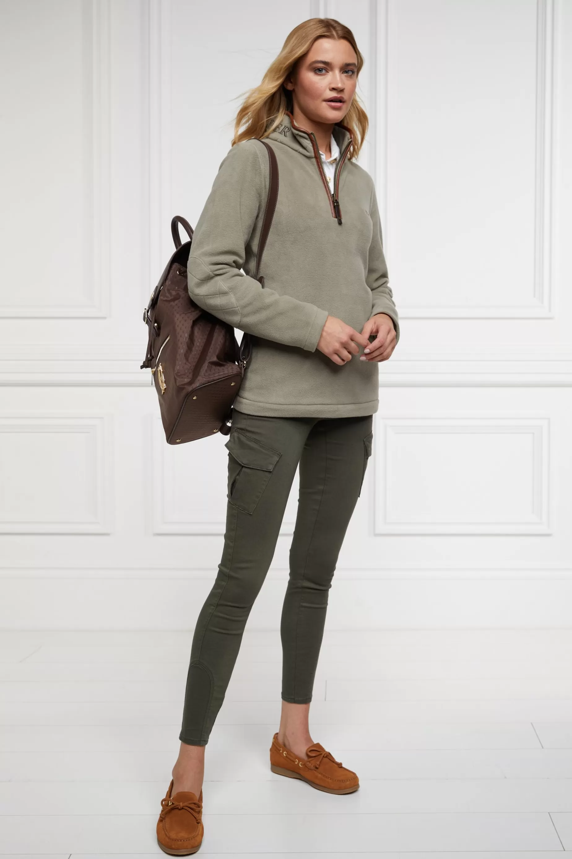 Holland Cooper Gifts For Her | Bestsellers>Country Fleece Half Zip Sage