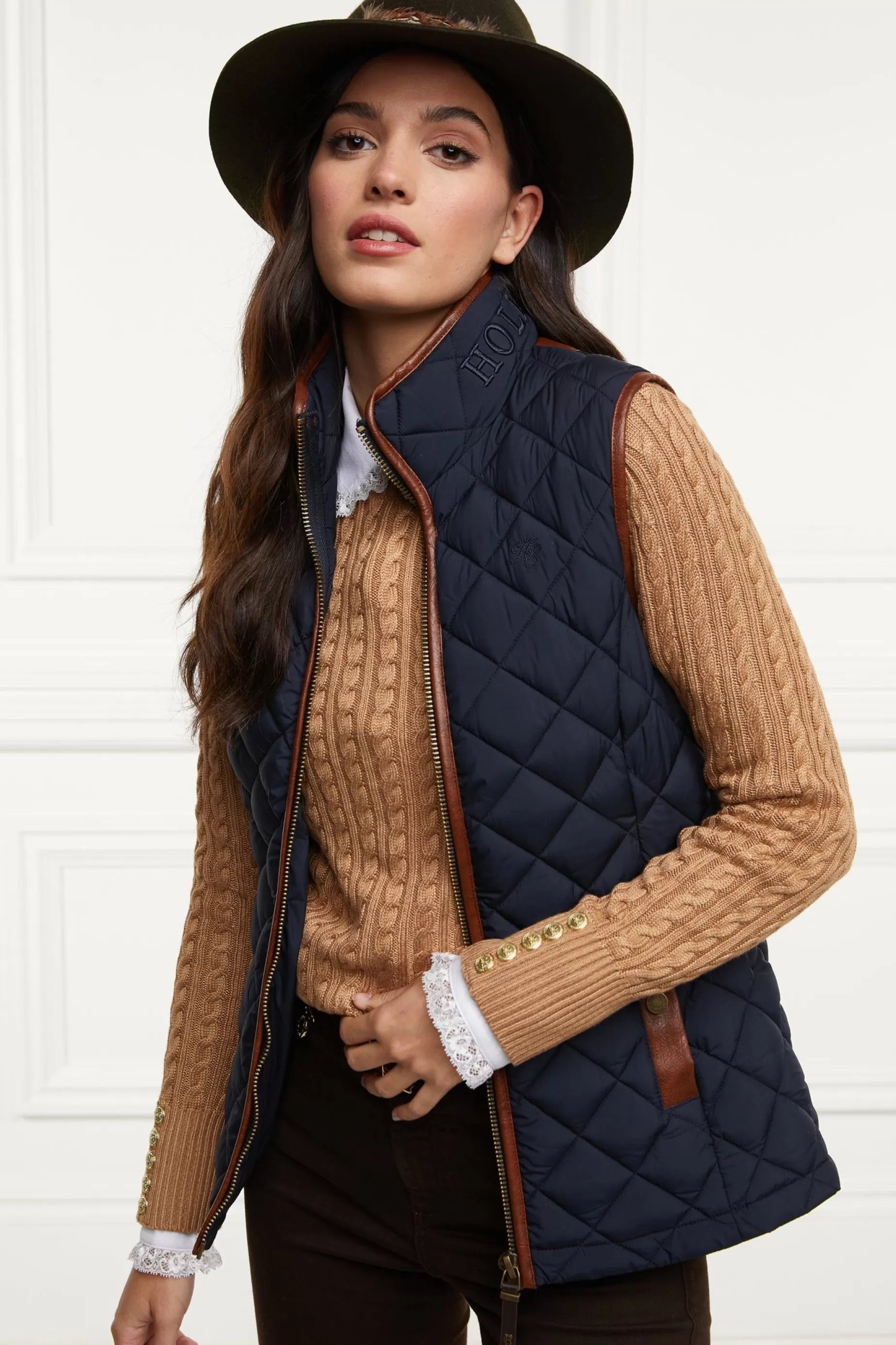 Holland Cooper Gilets>Country Quilted Gilet Ink Navy