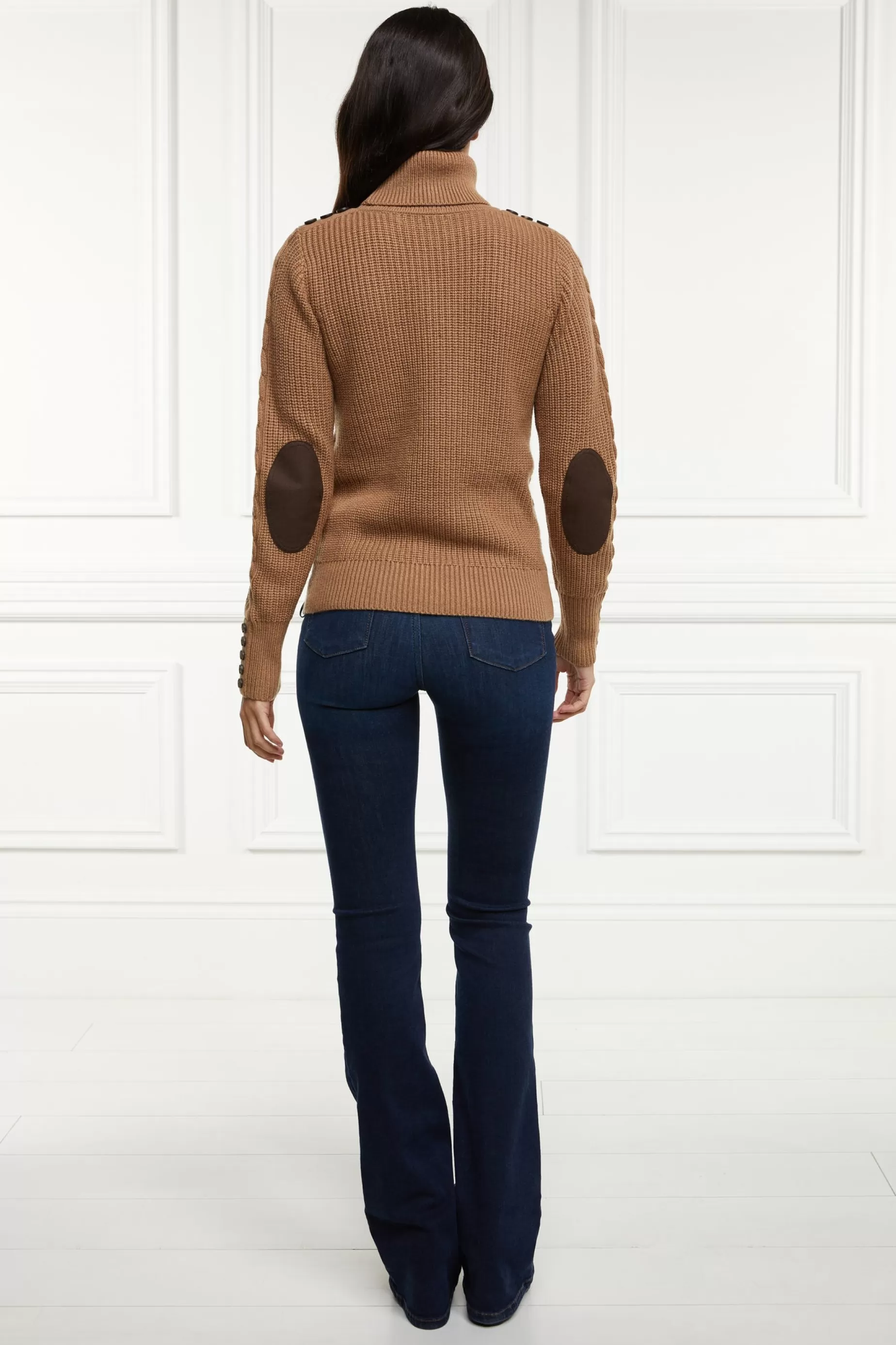 Holland Cooper Knitwear>Country Roll Neck Knit Caramel