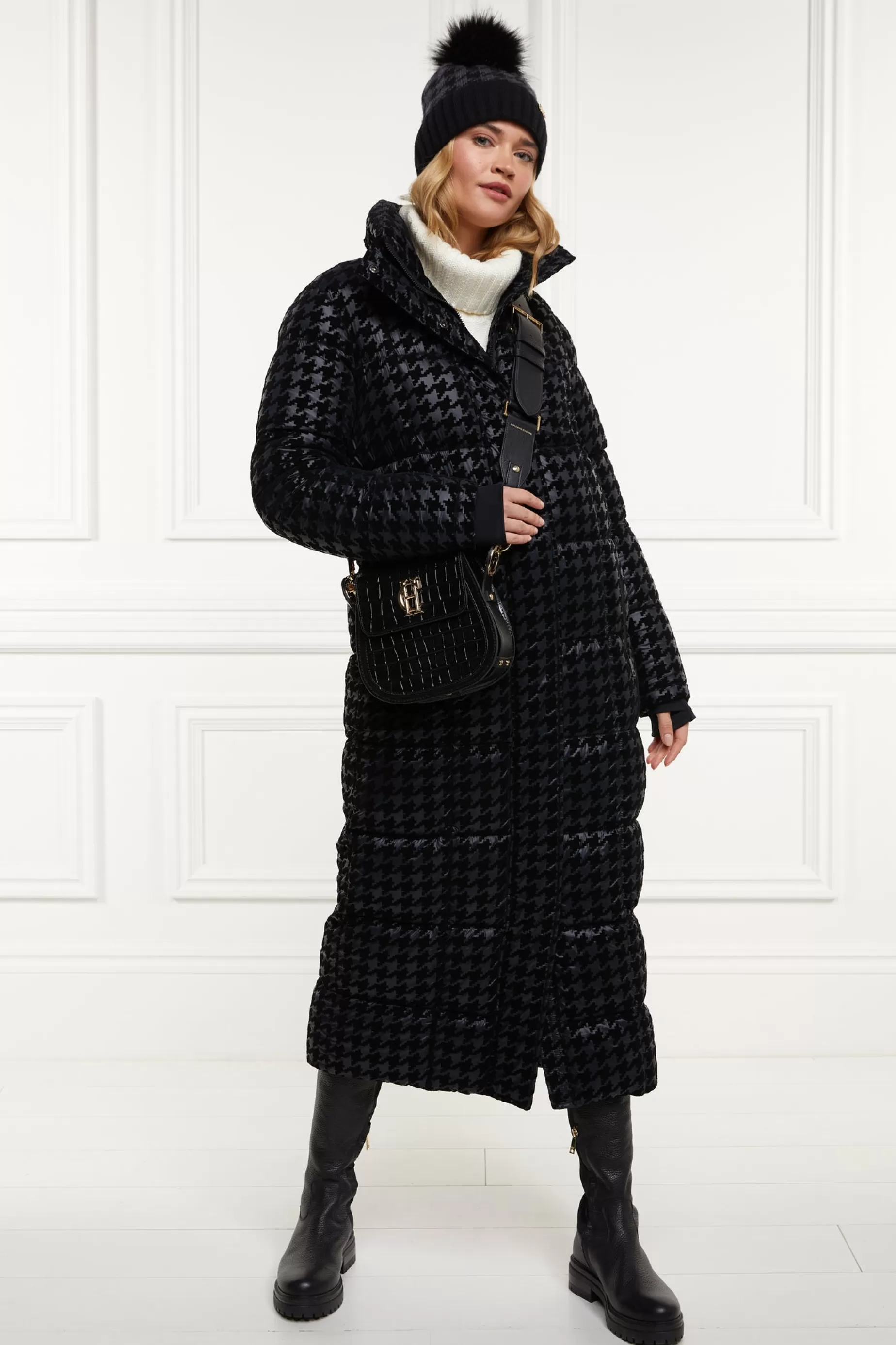 Holland Cooper Coats | Jade's Top Picks>Crawford Longline Coat Mono Houndstooth