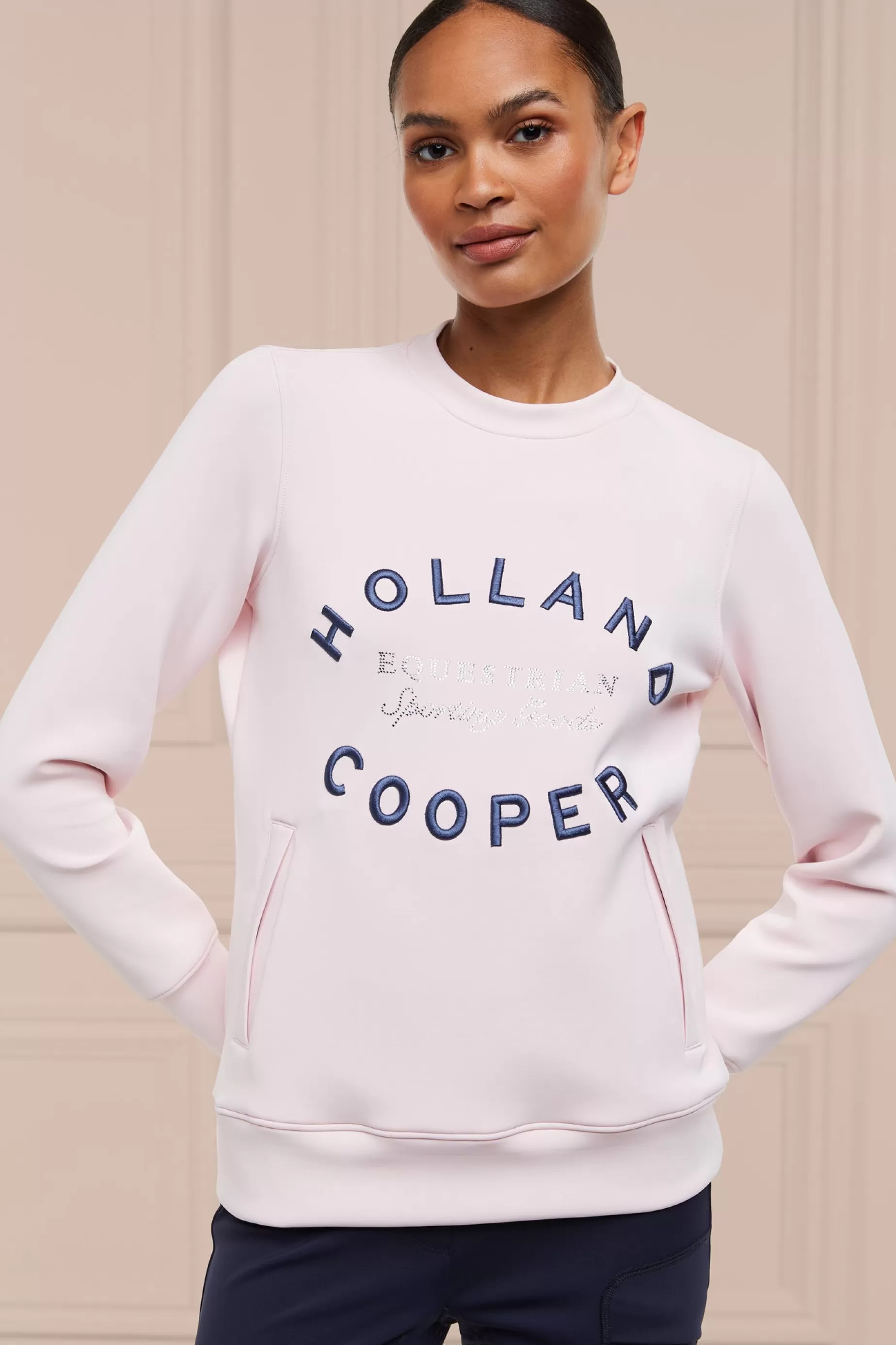 Holland Cooper Shop By Product | Equestrian Casualwear>Crystal Crew Neck Sweat Blush