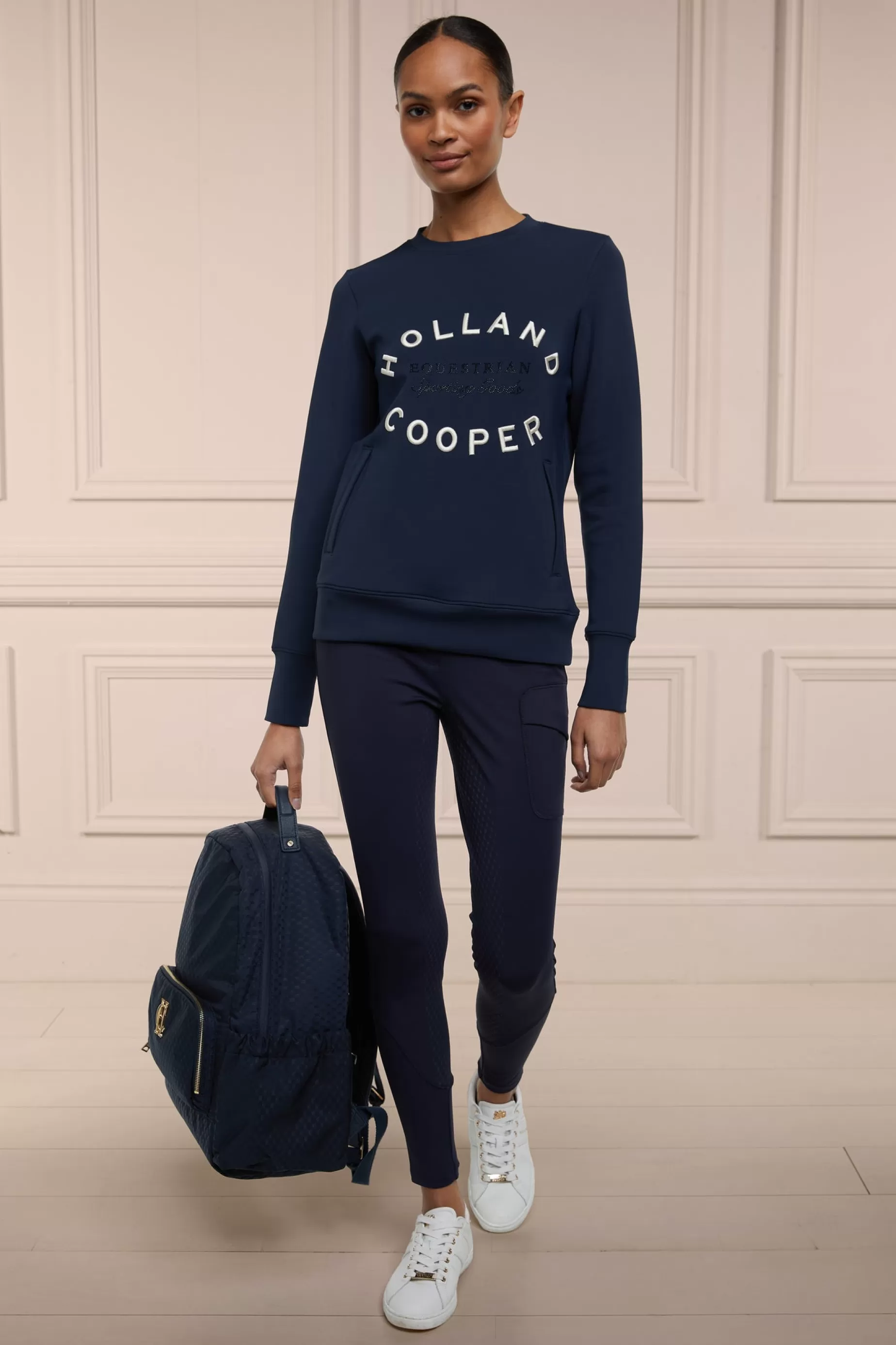 Holland Cooper Shop By Product | Equestrian Gifting>Crystal Crew Neck Sweat Ink Navy