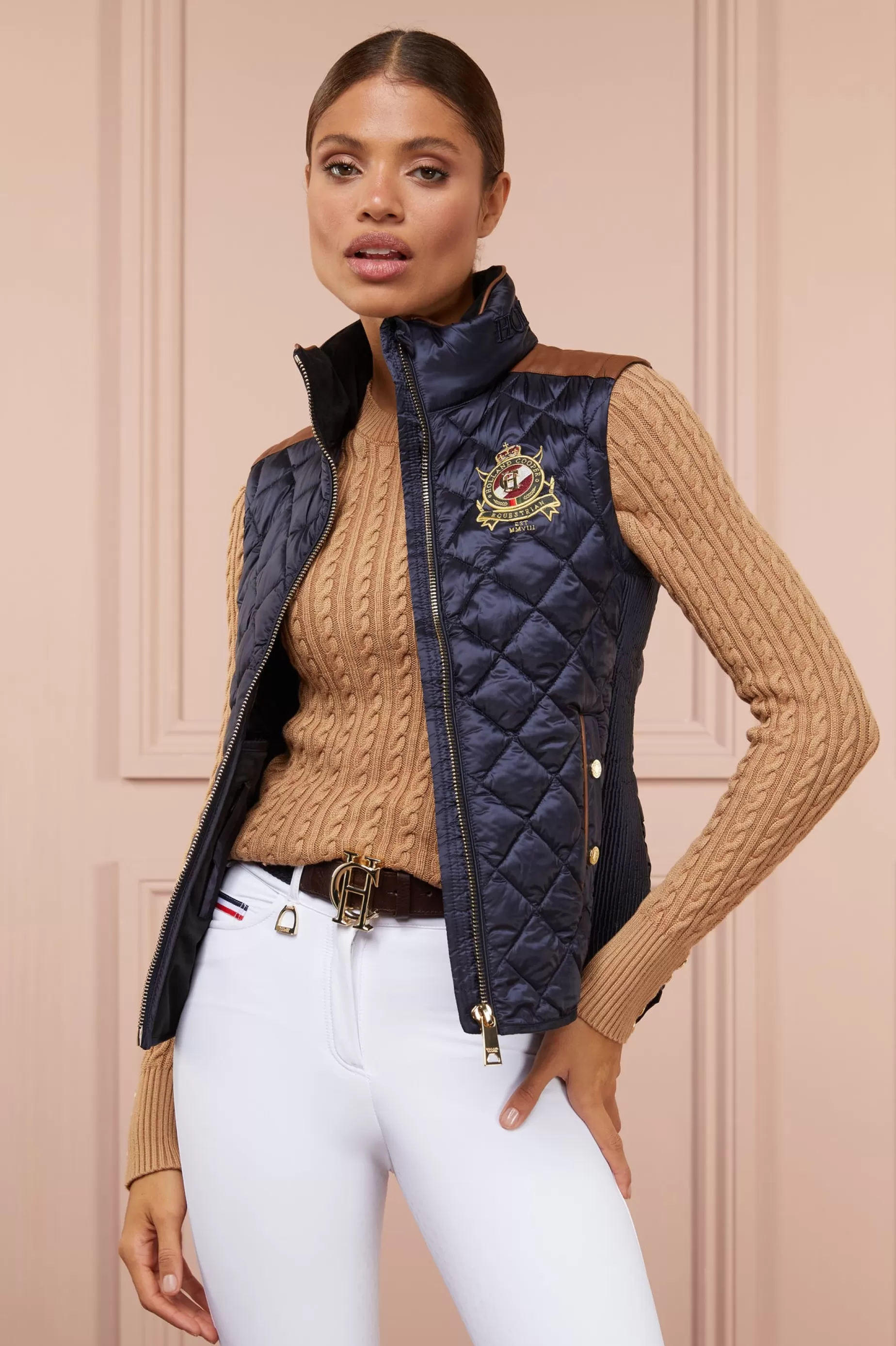 Holland Cooper Gilets | Shop By Product>Diamond Quilt Classic Gilet Ink Navy