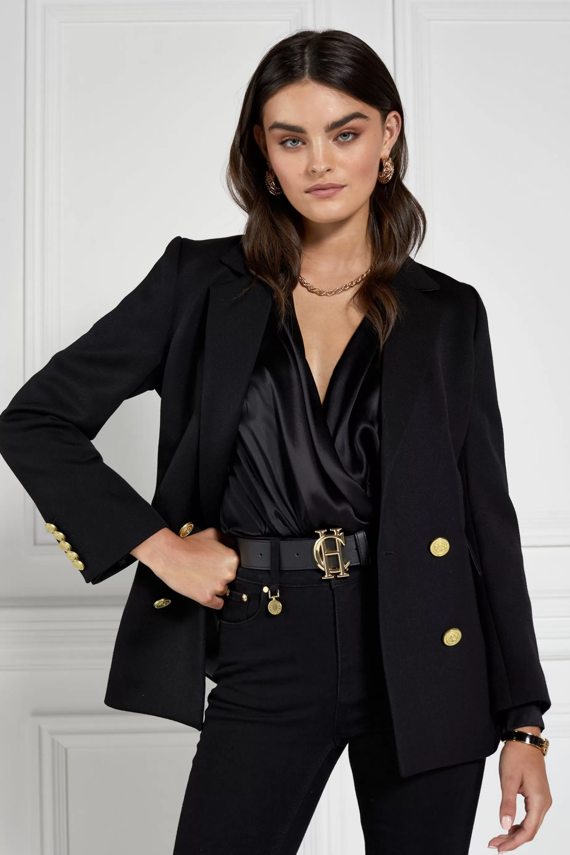 Holland Cooper Gifts For Her | Blazers>Double Breasted Blazer Black Twill