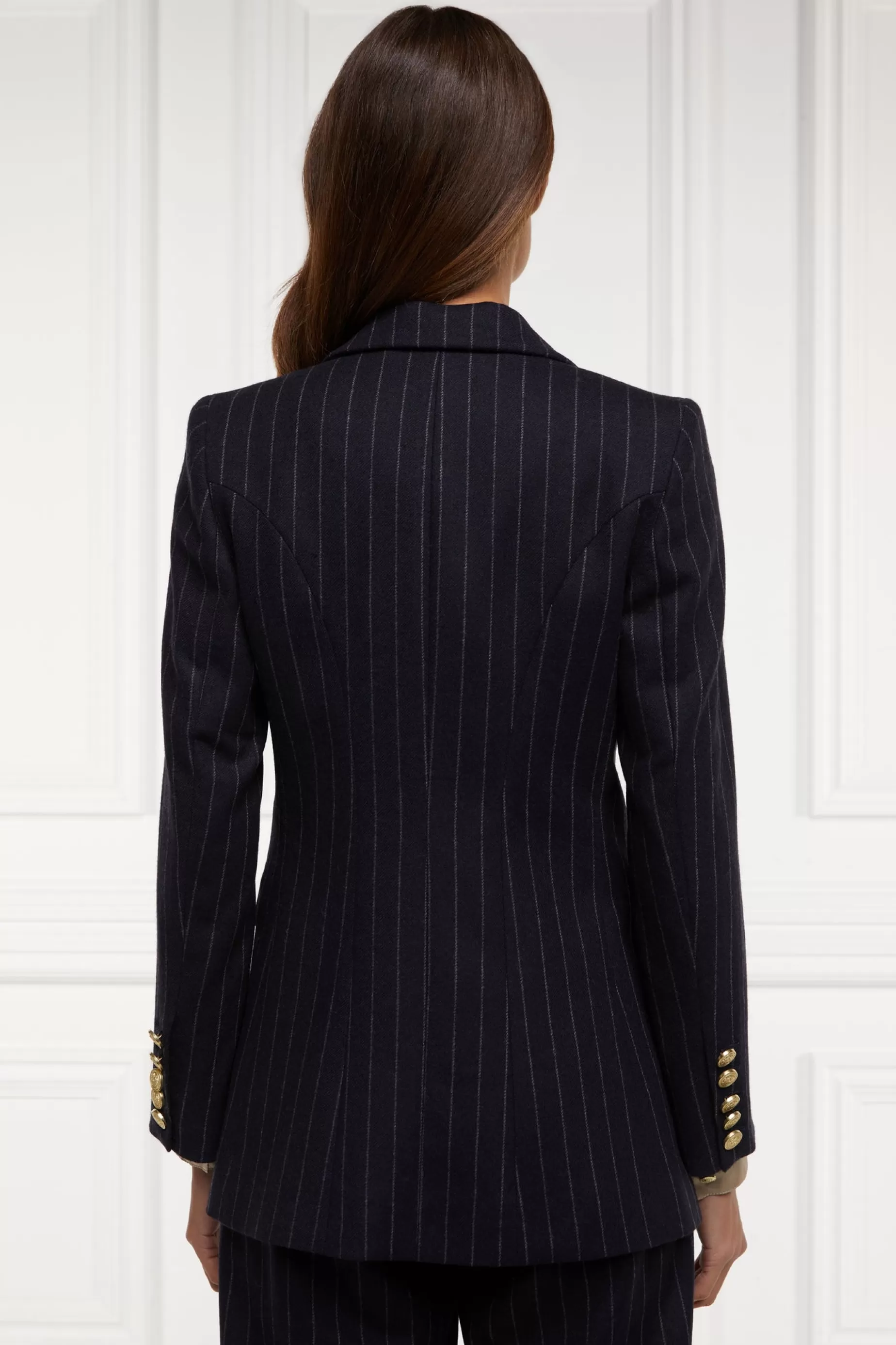 Holland Cooper Gifts For Her | Blazers>Double Breasted Blazer Navy Chalk Pin Stripe