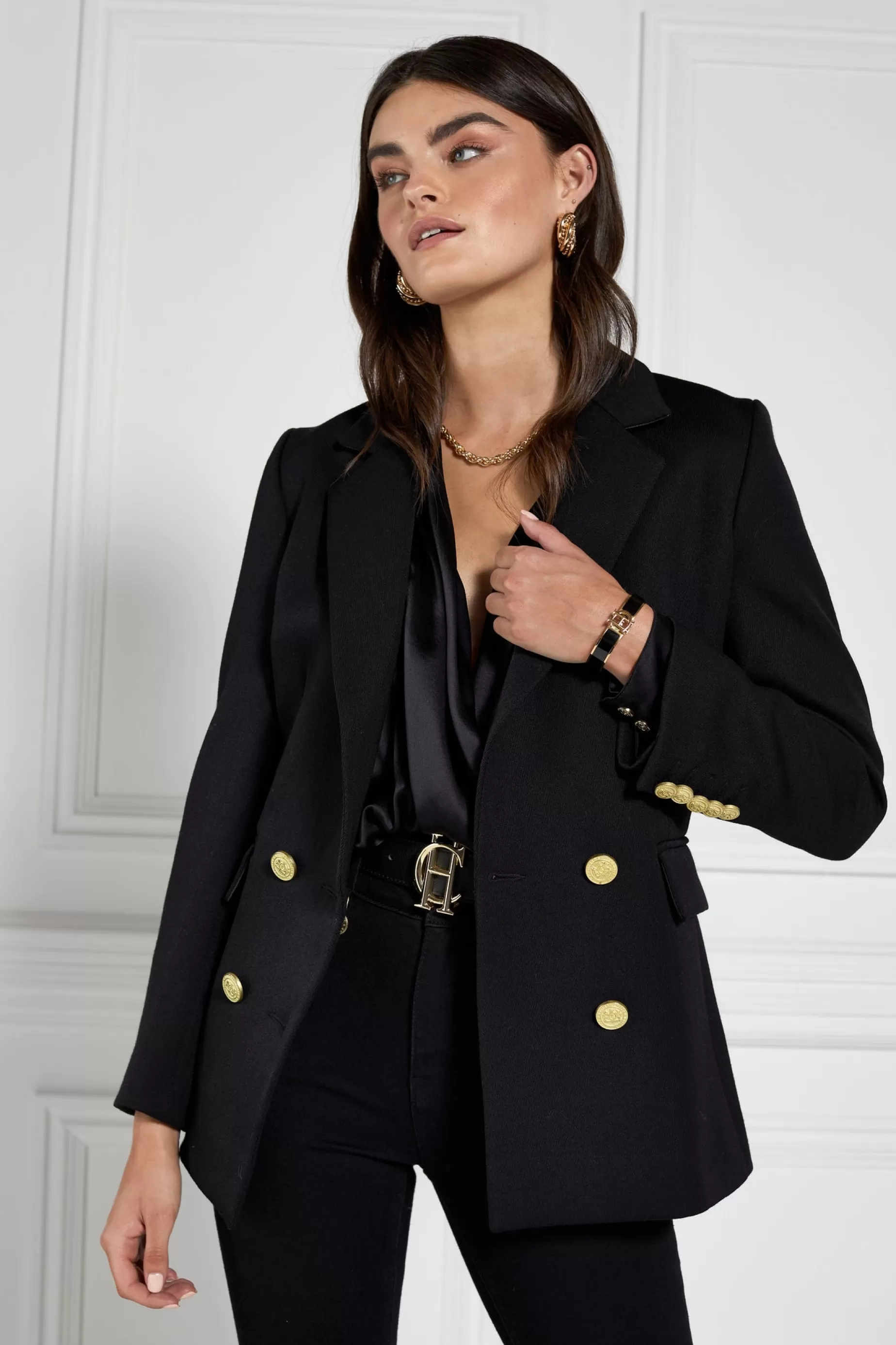 Holland Cooper Gifts For Her | Blazers>Double Breasted Blazer Black Twill