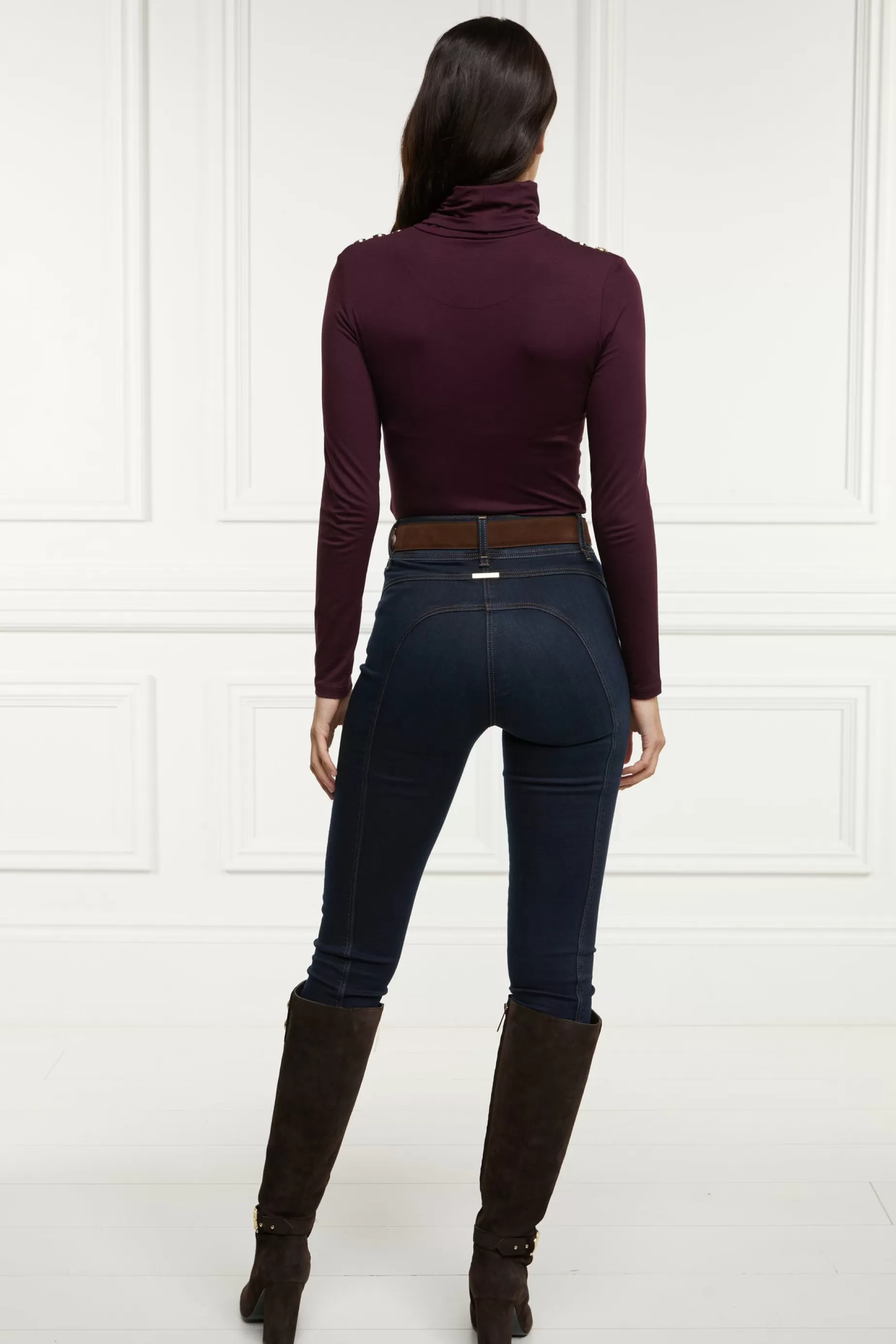 Holland Cooper Gifts For Her | Tops>Essential Roll Neck Burgundy