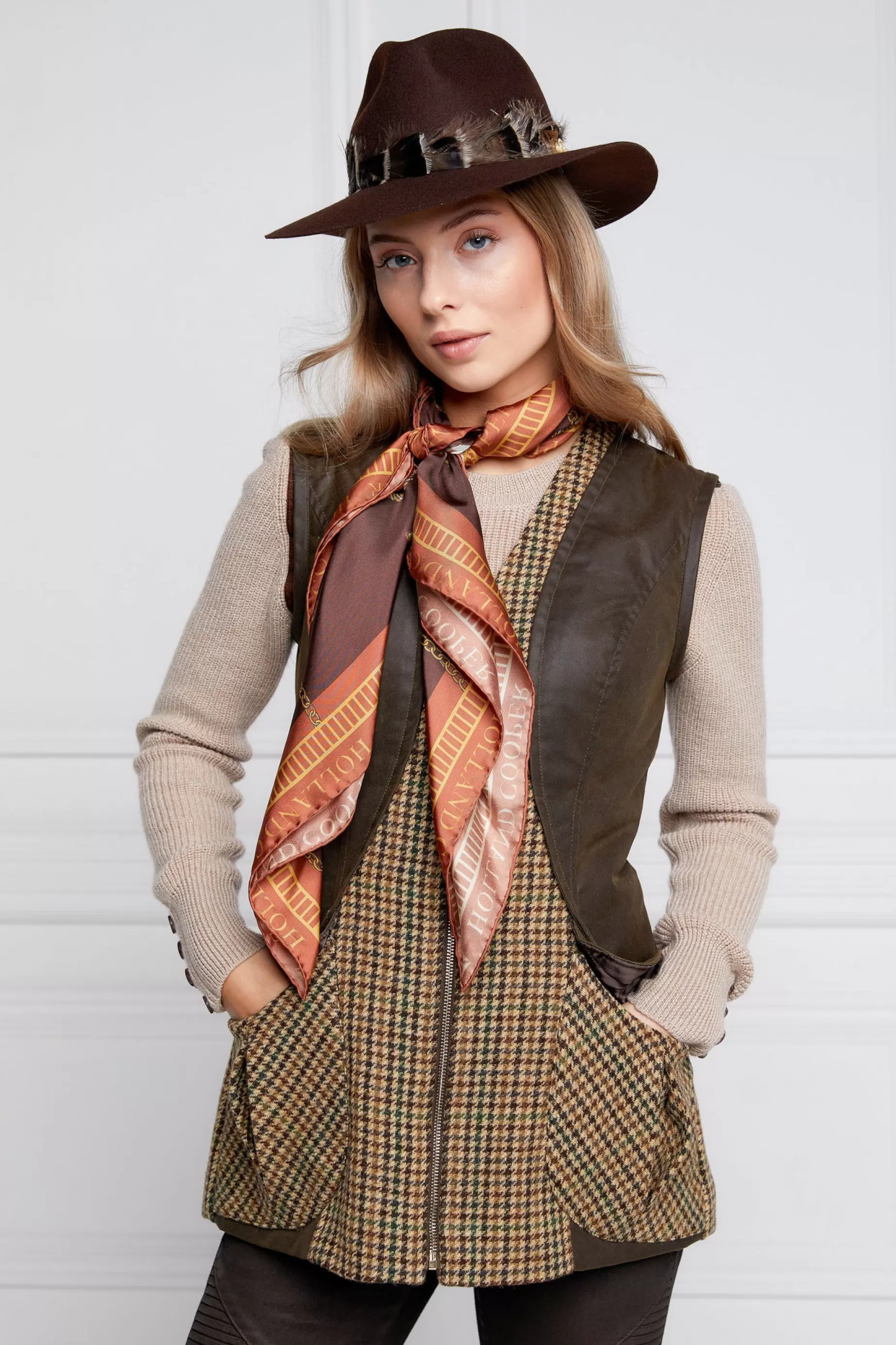 Holland Cooper Gilets>Field Vest Hailes Green Tweed