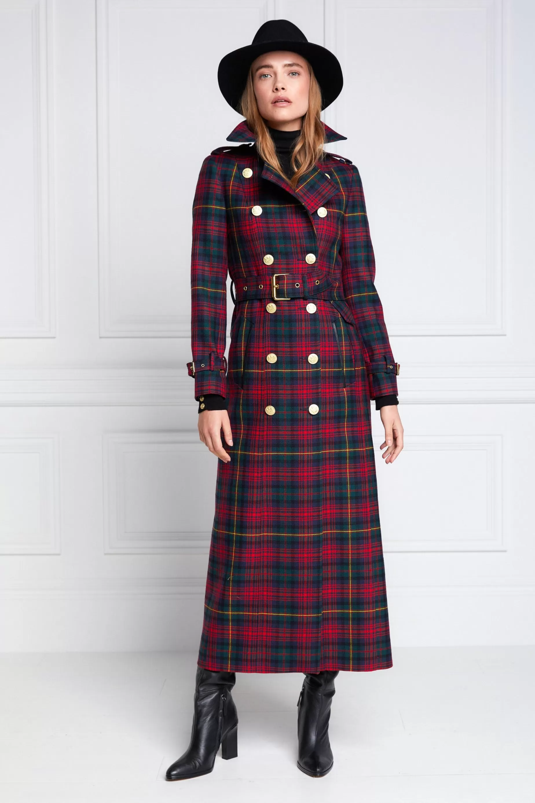 Holland Cooper Trench Coats | Coats>Full Length Marlborough Trench Coat Logan Tartan