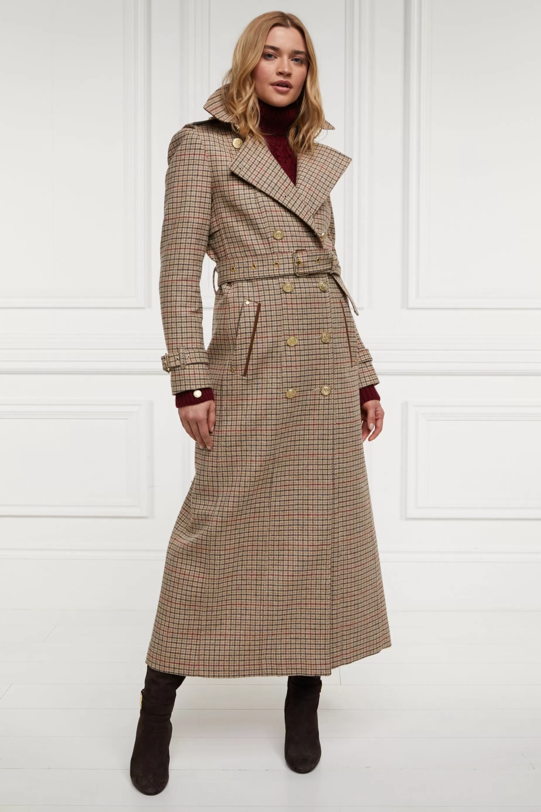 Holland Cooper Trench Coats | Country Collection>Full Length Marlborough Trench Coat Charlton Tweed